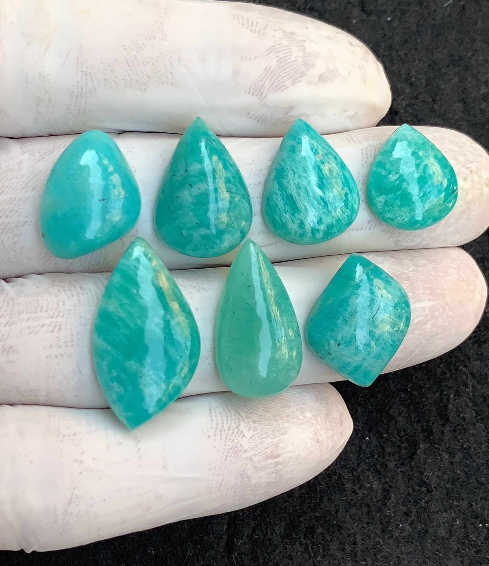 Natural Amazonite Gemstone Smooth Mix Shape Cabochon High Quality Loose Gemstones For Jewelry Making 15-25 MM Size 7 Pcs V4541