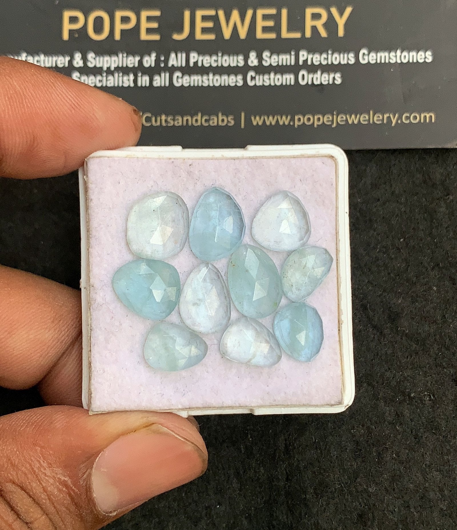 Natural Aquamarine Gemstone Rose Cut Mix Shape Cabochon High Quality Loose Gemstones For Jewelry Making 9-11 MM Size 10 Pc V3200