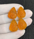 Natural Amber Gemstone Hand Carved Cut Pear Shape Cabochon High Quality Loose Gemstones For Jewelry Making 23x17 MM Size 2 Pair V4543
