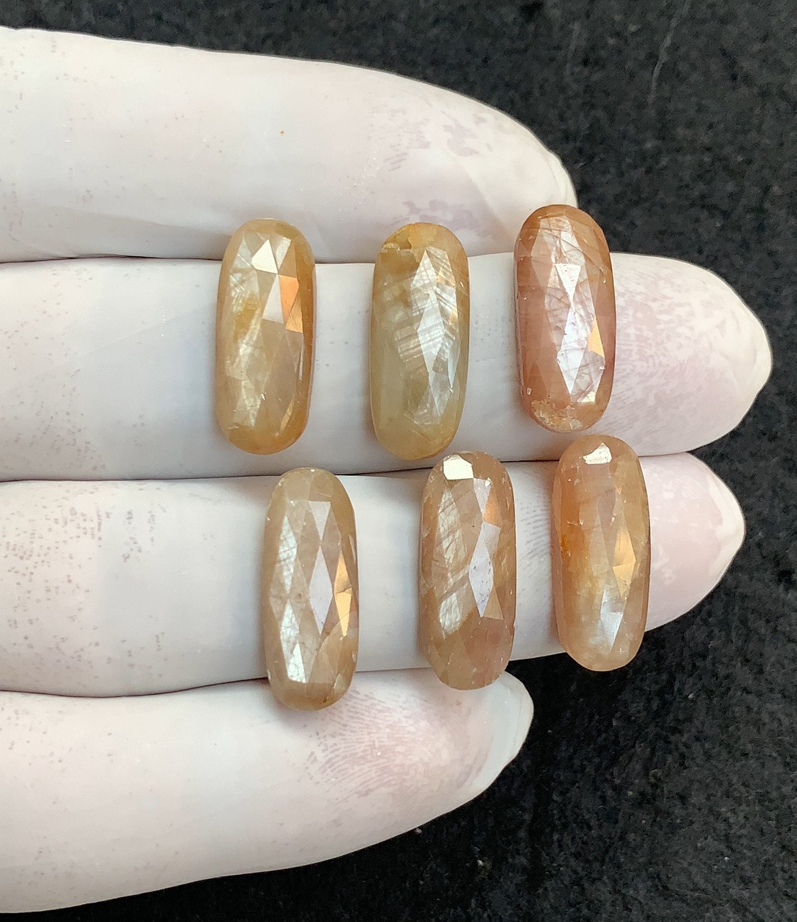 Natural Golden Sapphire Gemstone Rose Cut Oval Shape Cabochon Shape High Quality Loose Gemstones For Jewelry Making 20x8 MM Size 6 Pcs V4544