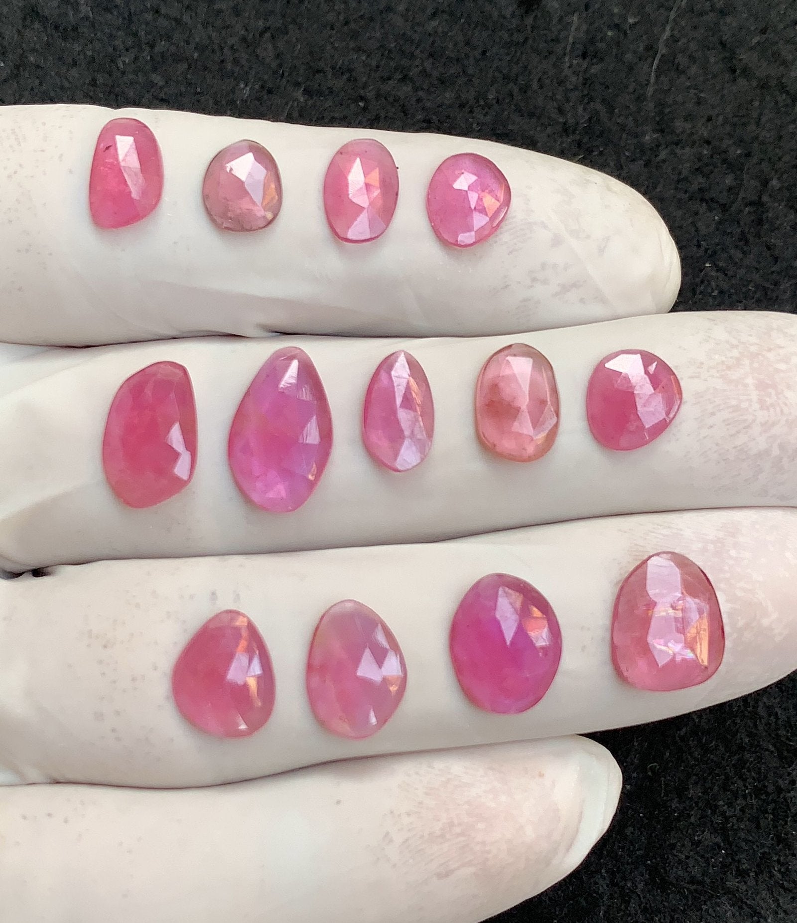 Natural Pink Sapphire Gemstone Rose Cut Fancy Shape Cabochon High Quality Loose Gemstones For Jewelry Making 8-14 MM Size 13 Pcs V4545