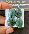 Natural Emerald Gemstone Rose Cut Mix Shape Cabochon High Quality Loose Gemstones For Jewelry Making 19-25 MM Size 4 Pc V3207
