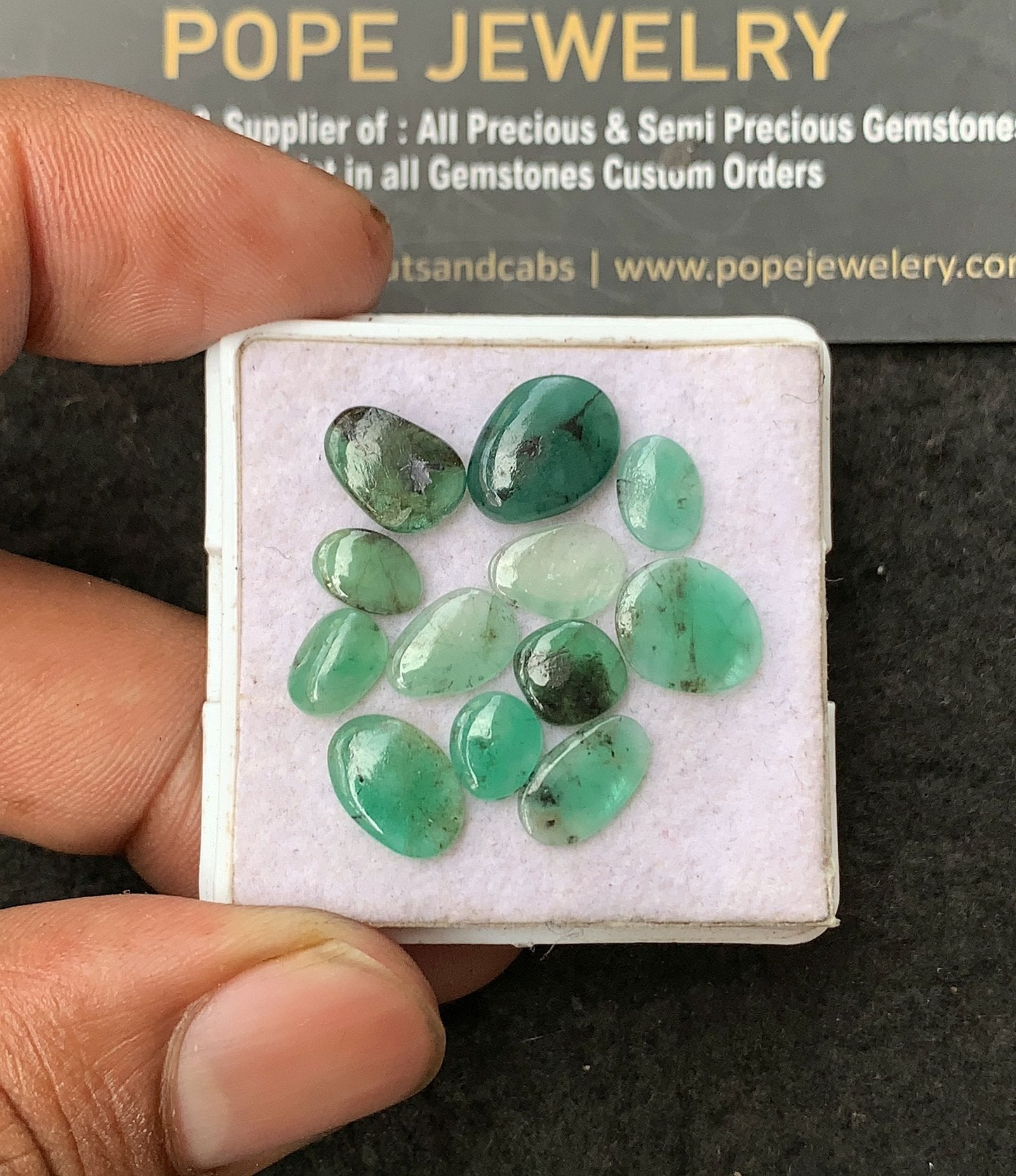 Natural Emerald Gemstone Smooth Fancy Shape Cabochon High Quality Loose Gemstones For Jewelry Making 7-11 MM Size 12 Pc V3213
