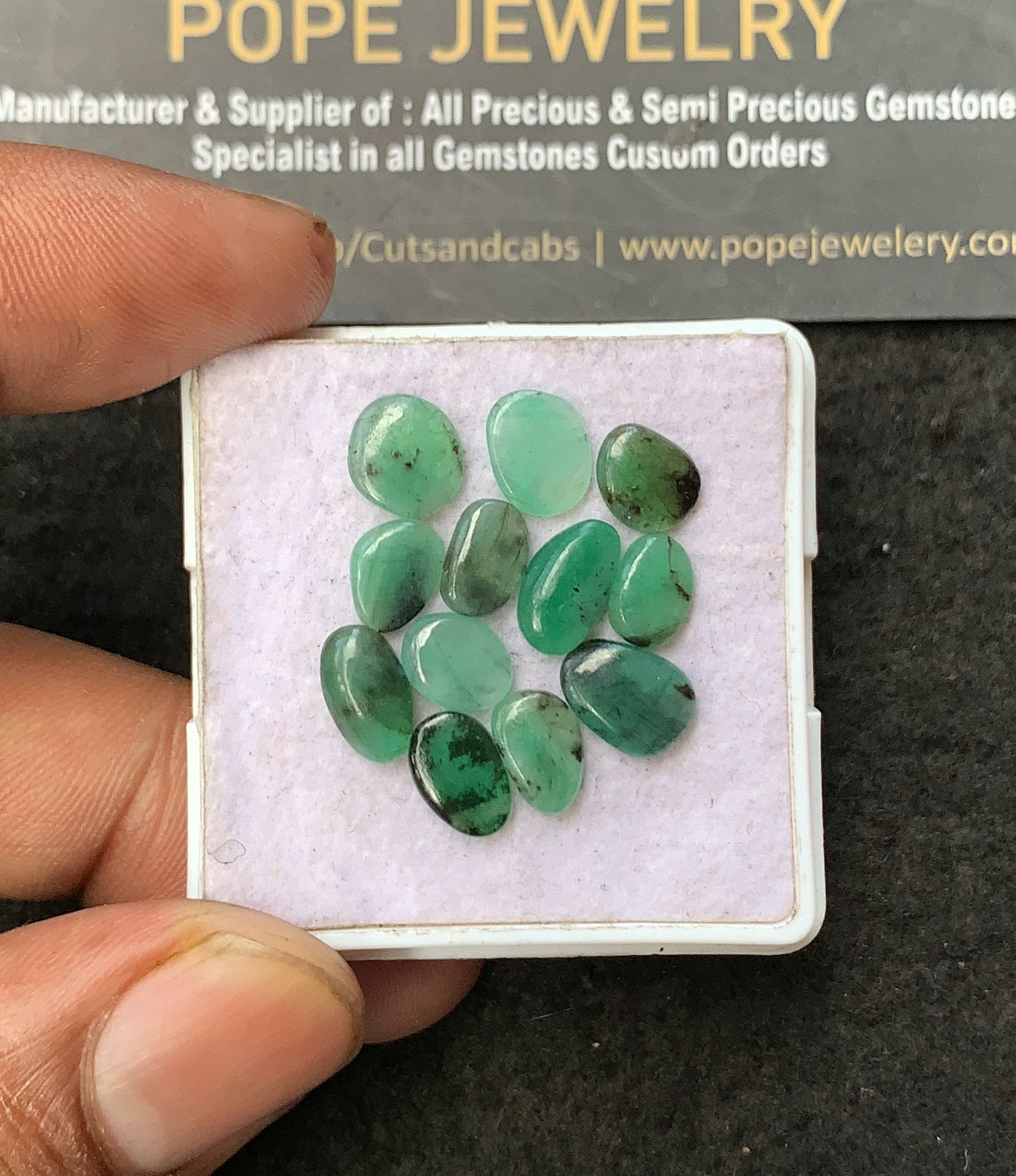 Natural Emerald Gemstone Smooth Fancy Shape Cabochon High Quality Loose Gemstones For Jewelry Making 7-9 MM Size 12 Pc V3215