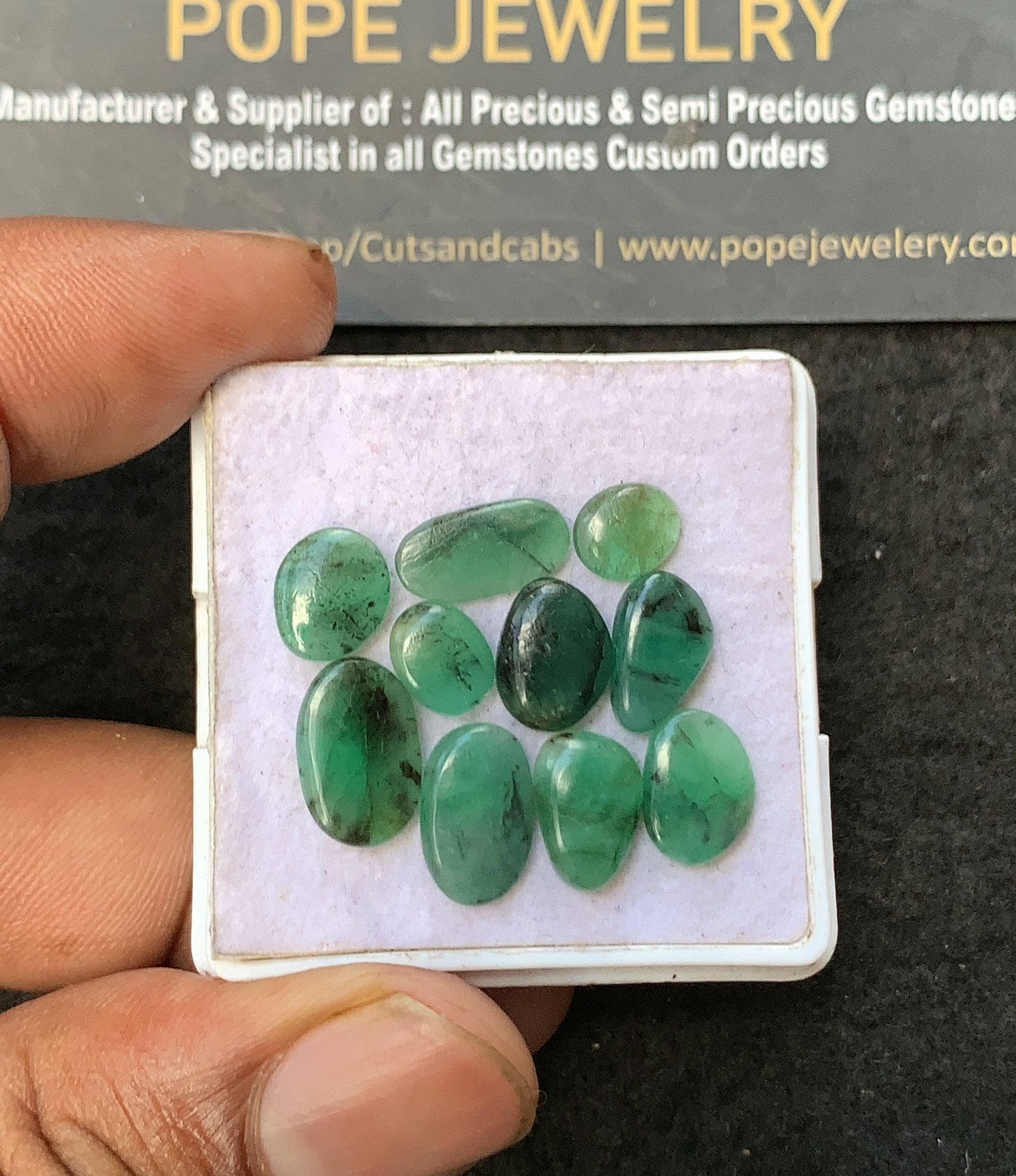 Natural Emerald Gemstone Smooth Fancy Shape Cabochon High Quality Loose Gemstones For Jewelry Making 7-12 MM Size 10 Pc V3216