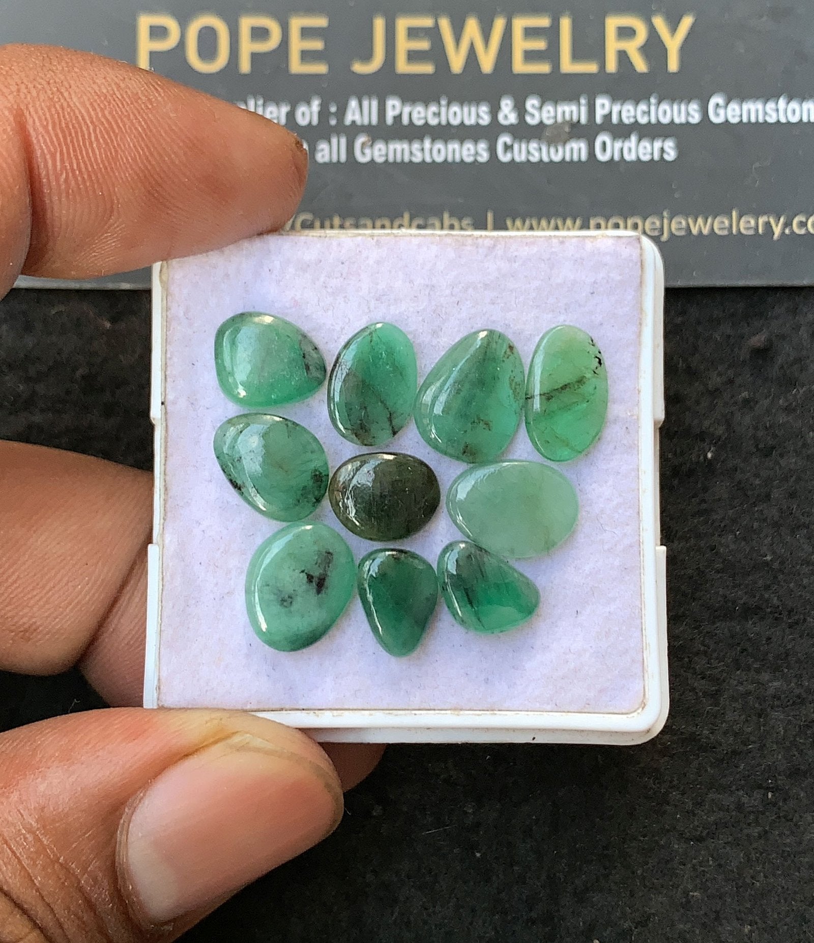 Natural Emerald Gemstone Smooth Fancy Shape Cabochon High Quality Loose Gemstones For Jewelry Making 8-11 MM Size 10 Pc V3217