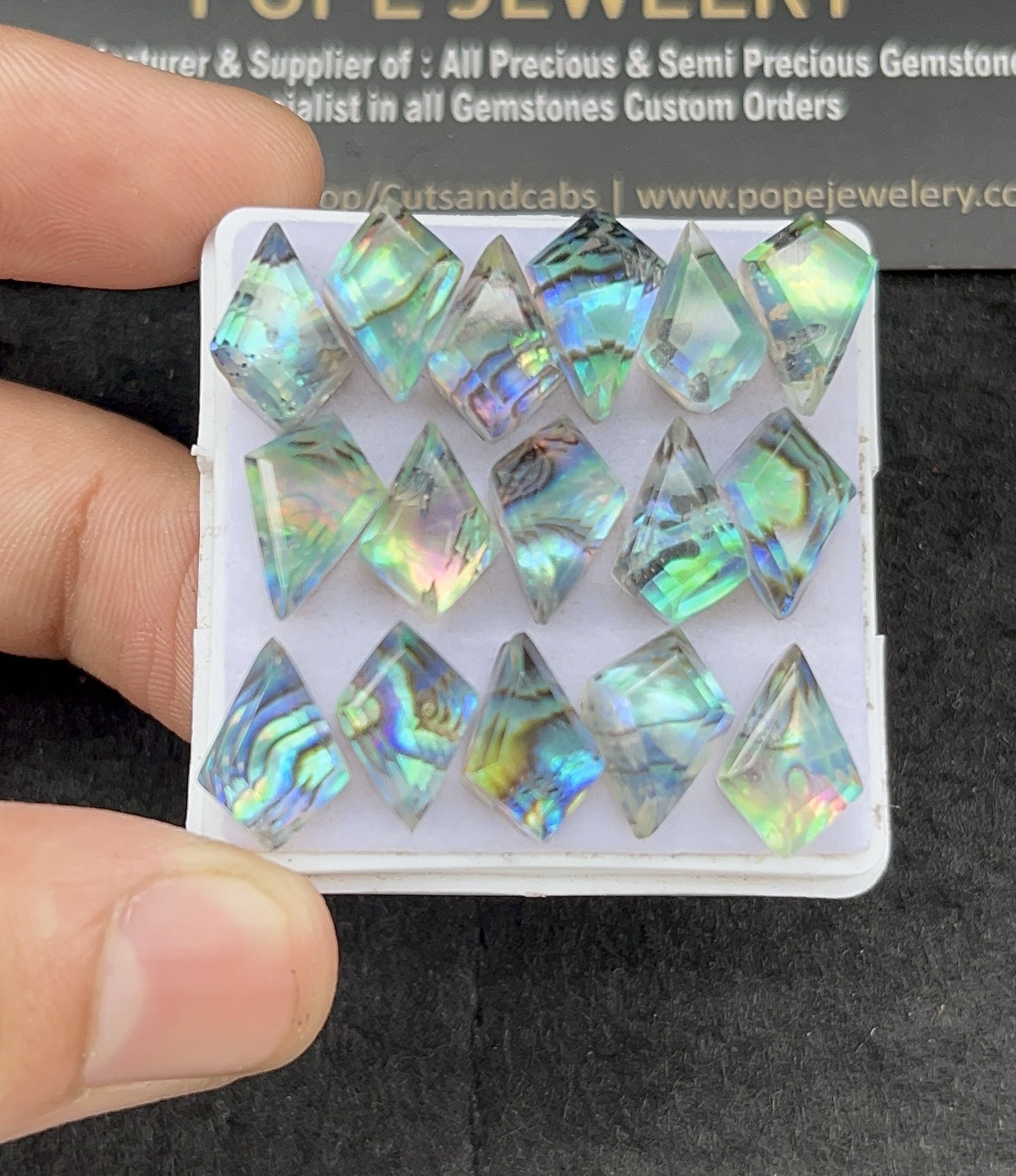 Natural Abalone Shell Pearl Doublet Gemstone Step Cut Fancy Cabochon Loose Gemstone For Jewelry Making Wholesalegems 12x8 MM Size 16 Pcs SM25327