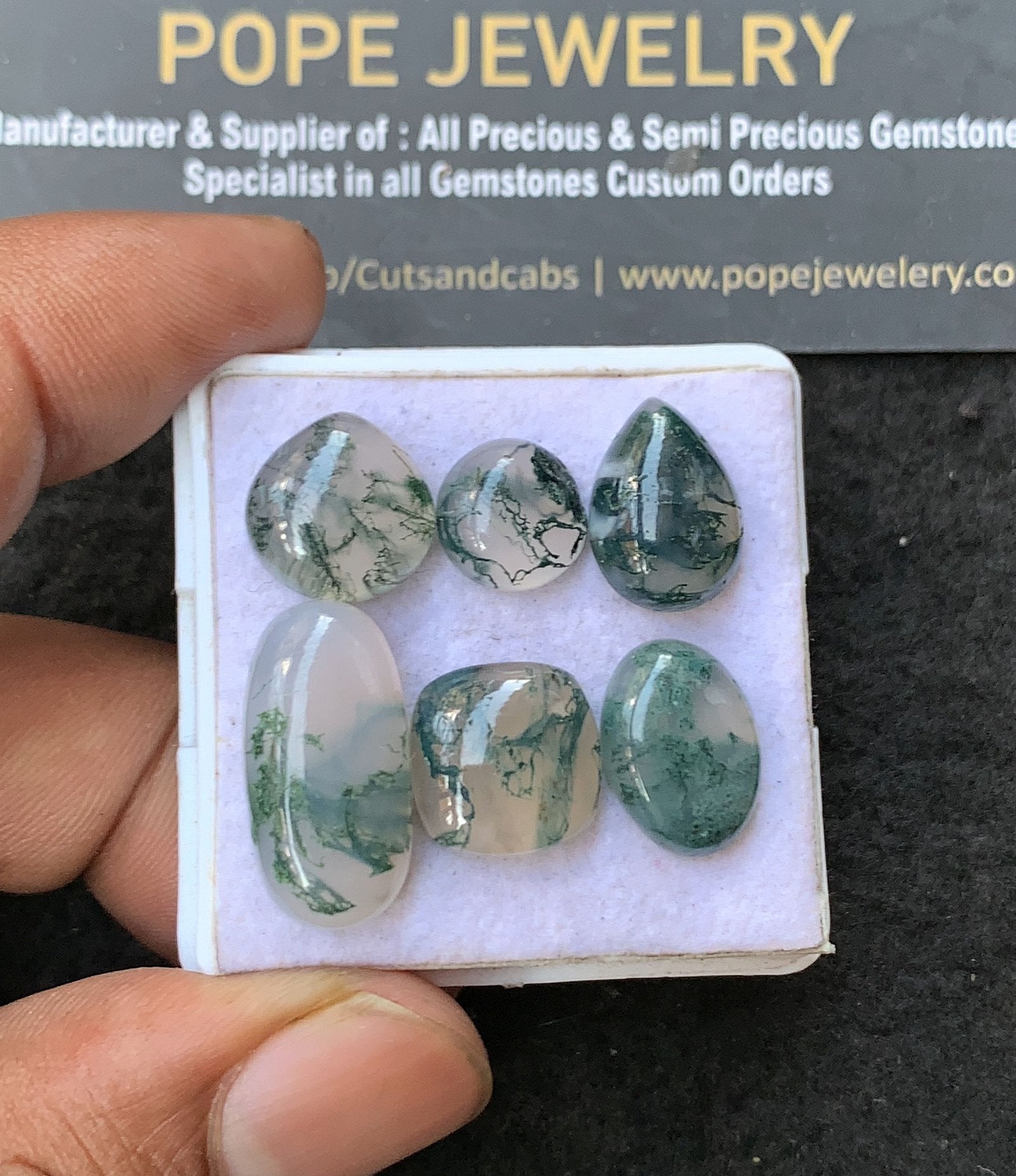 Natural Moss Agate Gemstone Smooth Mix Shape Cabochon High Quality Loose Gemstones For Jewelry Making 10-20 MM Size 6 Pc V3218