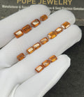 Natural Hessonite Garnet Gemstone Faceted Cut Rectangle Shape Loose Gemstone For Jewelry Making Wholesalegems 6-7  MM Size 14 Pcs SM25334