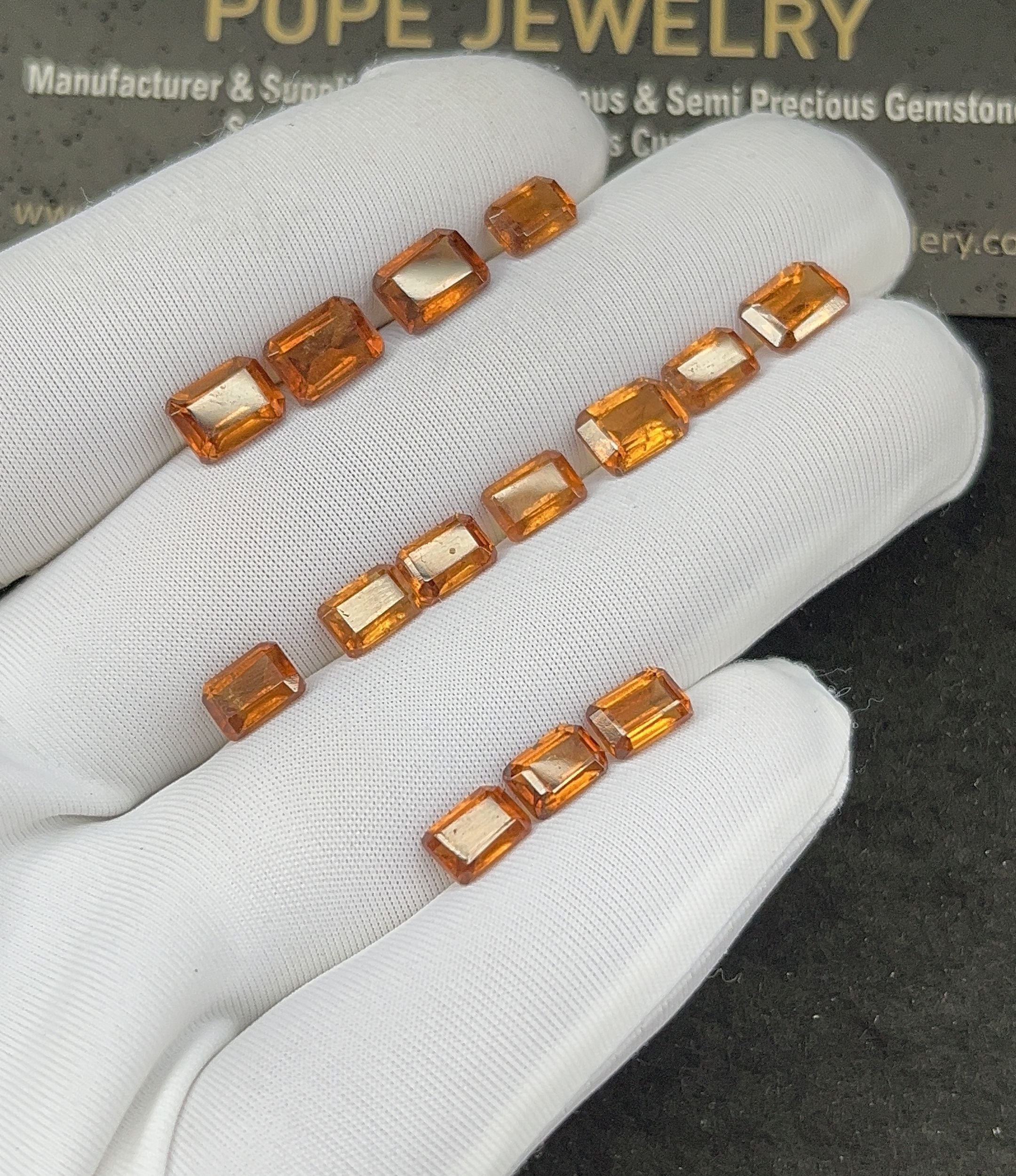 Natural Hessonite Garnet Gemstone Faceted Cut Rectangle Shape Loose Gemstone For Jewelry Making Wholesalegems 6-7  MM Size 14 Pcs SM25334