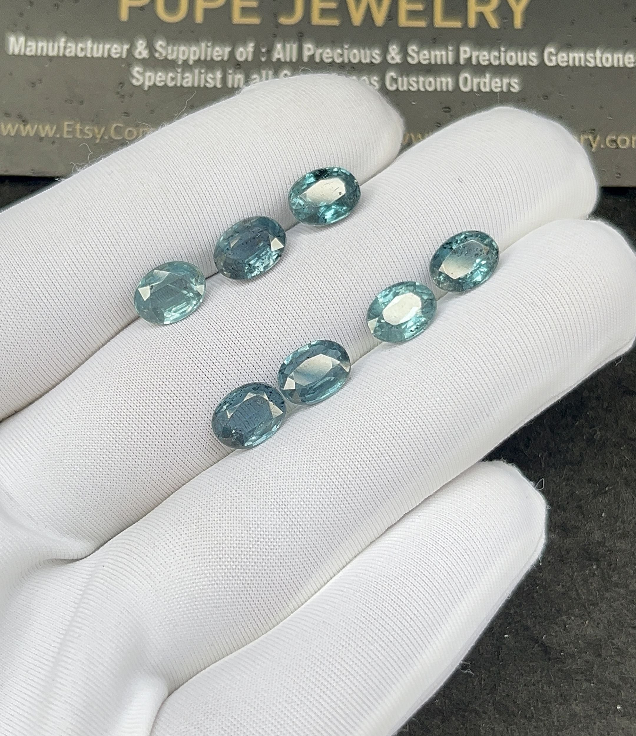 Natural Teal Green Kyanite Gemstone Faceted Cut Oval Shape Loose Gemstone For Jewelry Making Wholesalegems 8x6  MM Size 7 Pcs SM25336