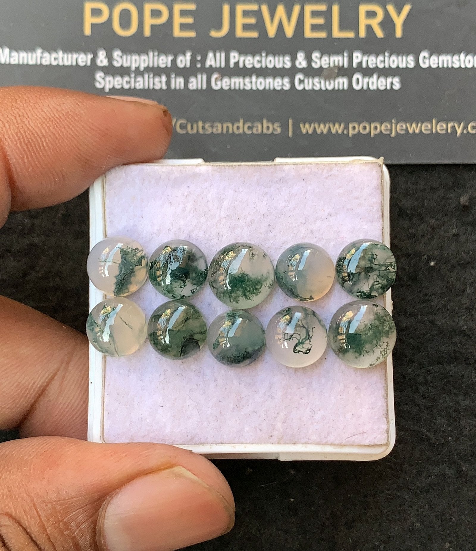 Natural Moss Agate Gemstone Smooth Round Shape Cabochon High Quality Loose Gemstones For Jewelry Making 8-9 MM Size 10 Pc V3222