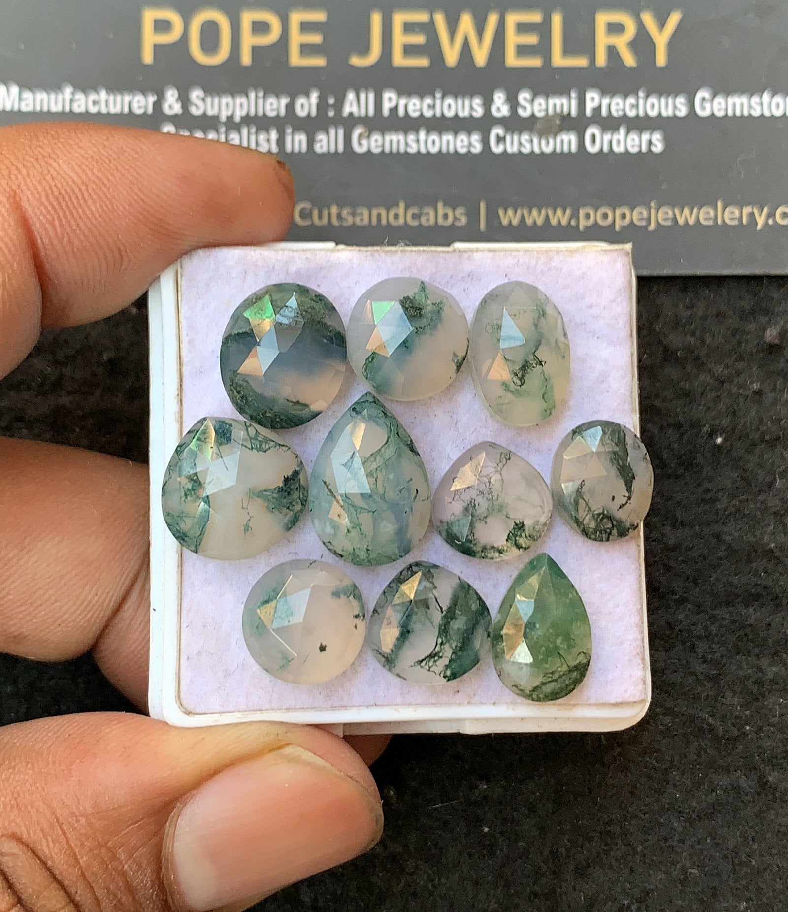 Natural Moss Agate Gemstone Rose Cut Mix Shape Cabochon High Quality Loose Gemstones For Jewelry Making 10-14 MM Size 10 Pc V3225