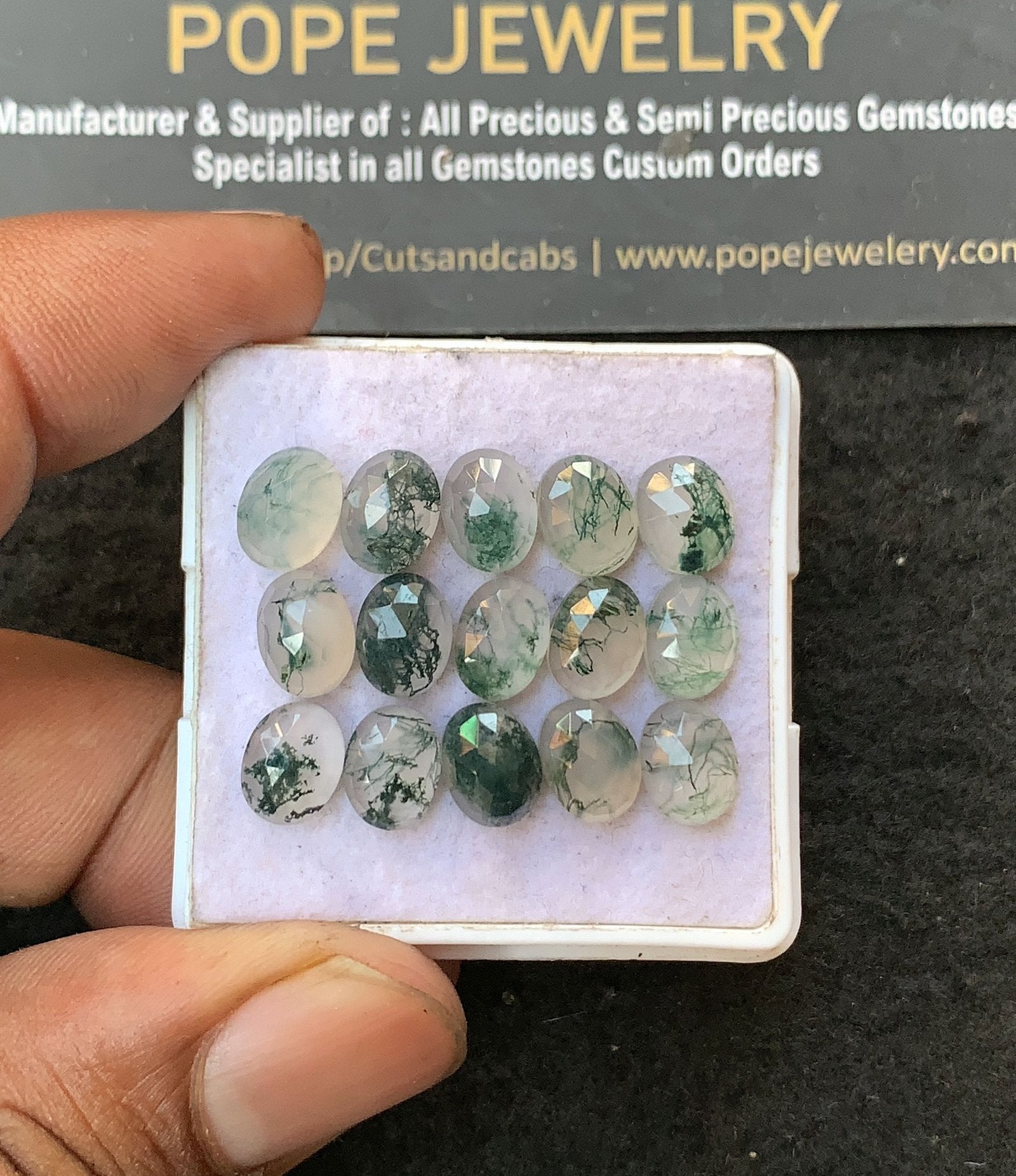Natural Moss Agate Gemstone Rose Cut Oval Shape Cabochon High Quality Loose Gemstones For Jewelry Making 8x6 MM Size 15 Pc V3227