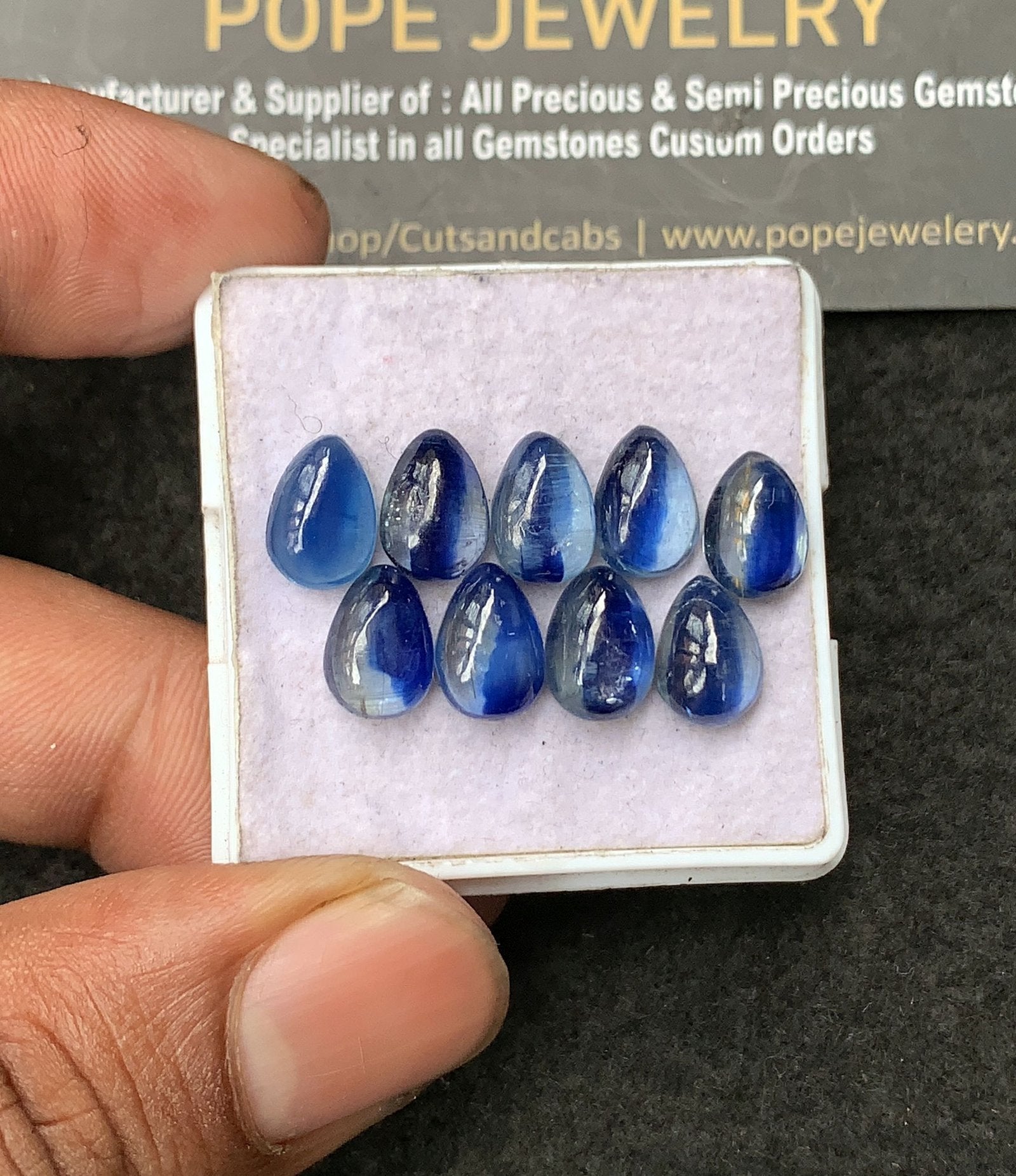 Natural Blue Kyanite Gemstone Smooth Pear Shape Cabochon High Quality Loose Gemstones For Jewelry Making 10x7 MM Size 9 Pc V3231
