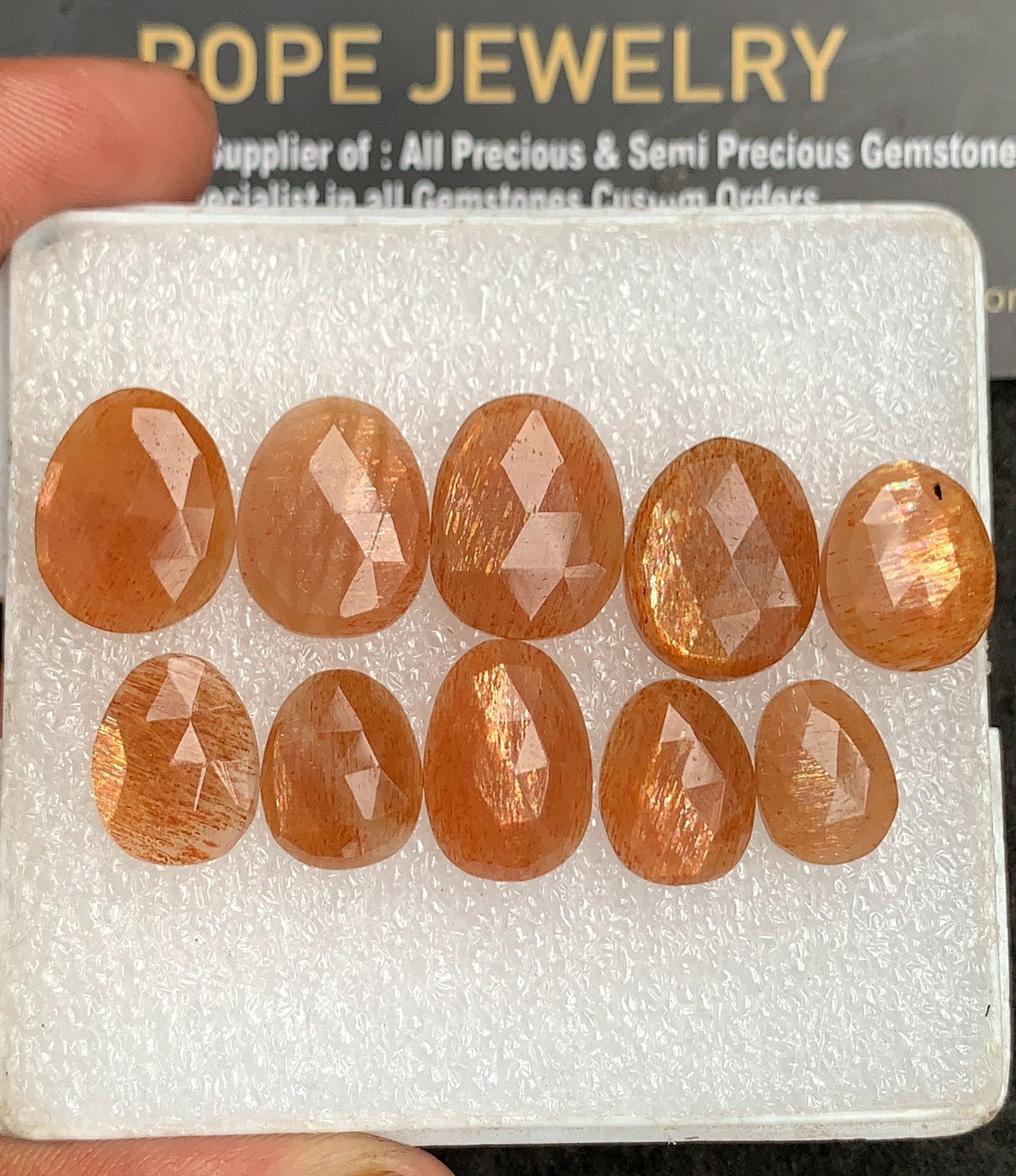 Natural Sunstone Gemstone Rose Cut Fancy Shape Cabochon High Quality Loose Gemstones For Jewelry Making 11-15 MM Size 10 Pc V3241