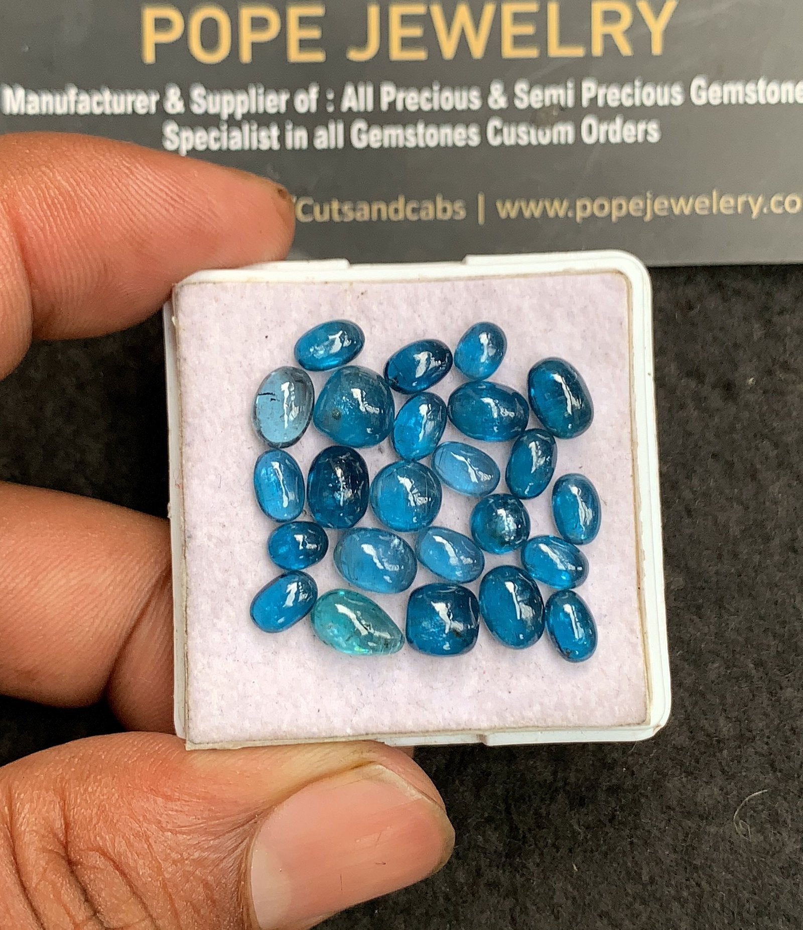 Natural Indicolite Kyanite Gemstone Smooth Mix Shape Cabochon High Quality Loose Gemstones For Jewelry Making 5-8 MM Size 24 Pc V3245