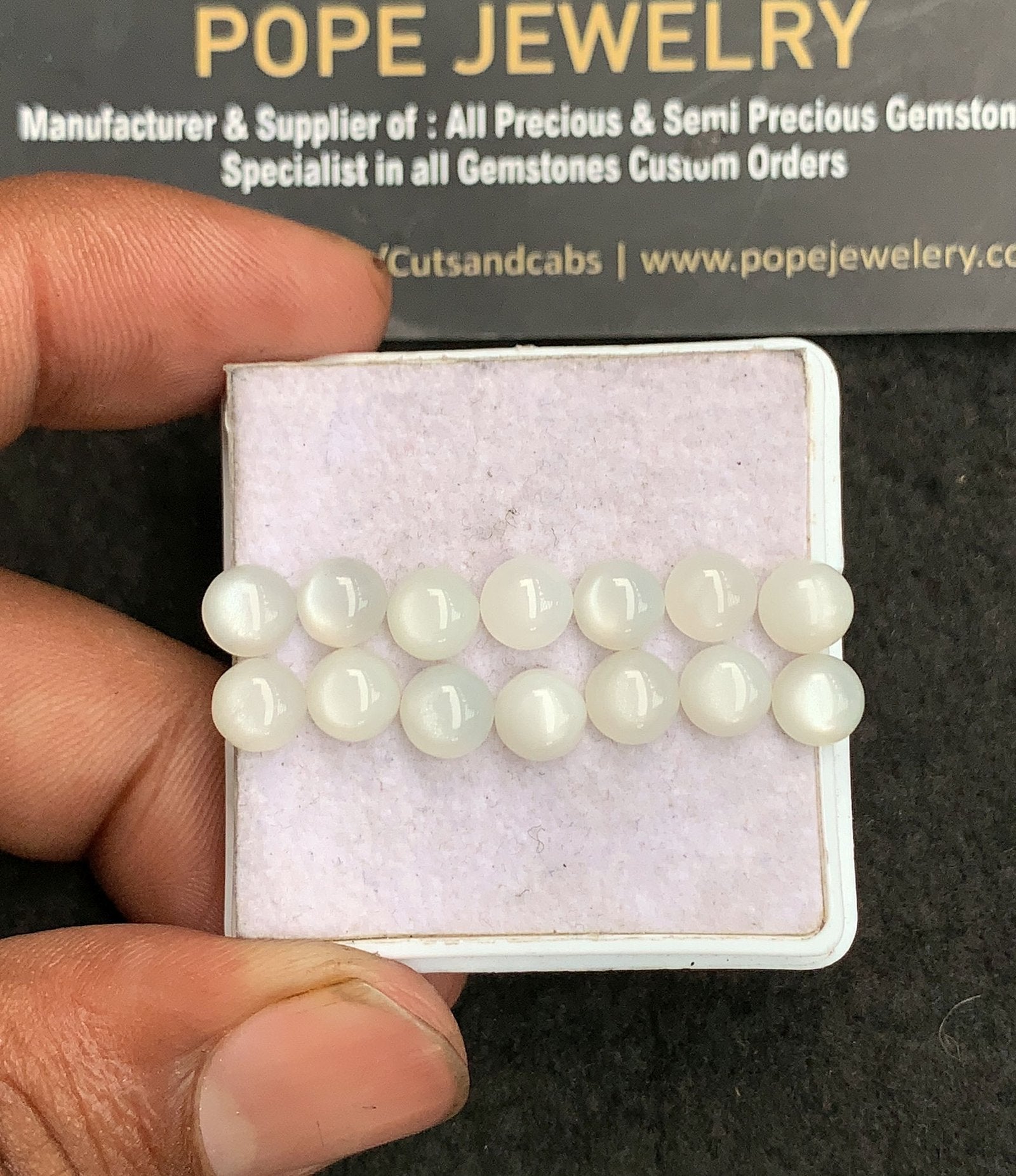 Natural White Moonstone Gemstone Smooth Round Shape Cabochon High Quality Loose Gemstones For Jewelry Making 6 MM Size 14 Pc V3247