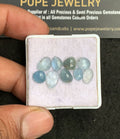 Natural Aquamarine Gemstone Rose Cut Mix Shape Cabochon High Quality Loose Gemstones For Jewelry Making 7-10 MM Size 9 Pcs V3260