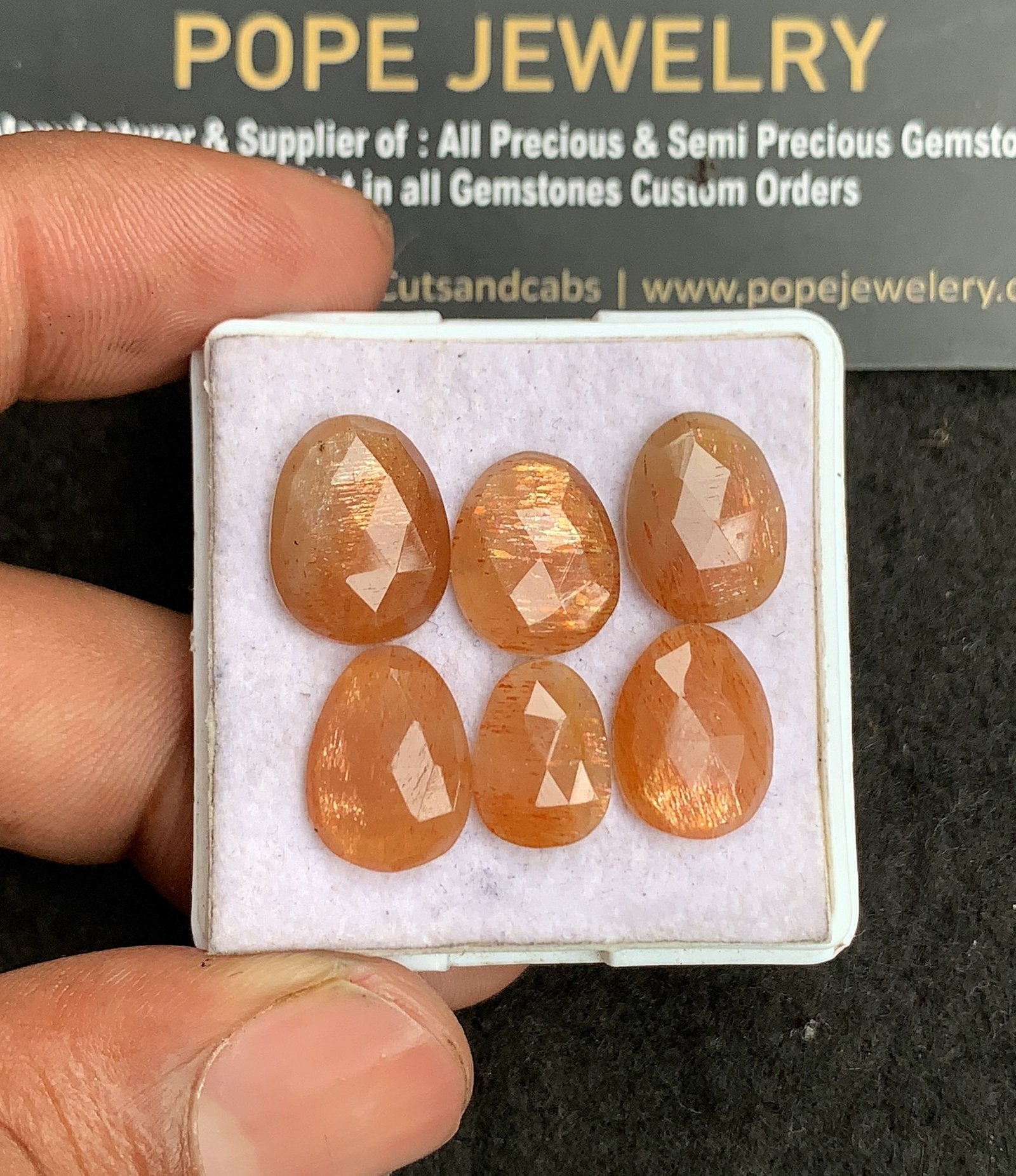 Natural Sunstone Gemstone Rose Cut Fancy Shape Cabochon High Quality Loose Gemstones For Jewelry Making 11-14 MM Size 6 Pcs V3262