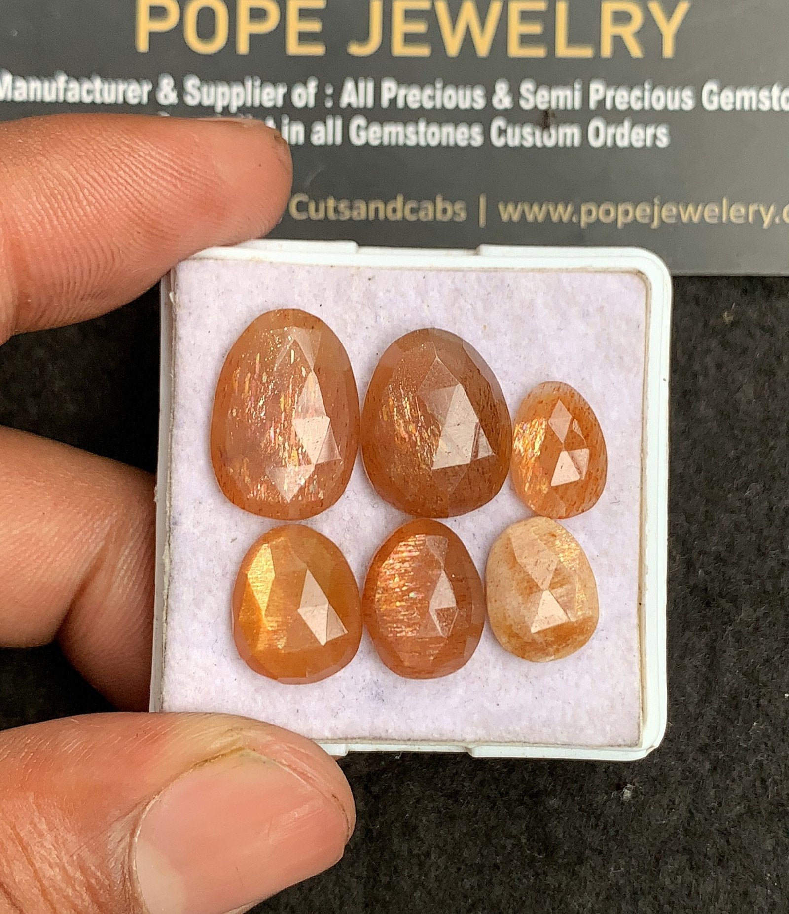 Natural Sunstone Gemstone Rose Cut Fancy Shape Cabochon High Quality Loose Gemstones For Jewelry Making 11-17 MM Size 6 Pcs V3263