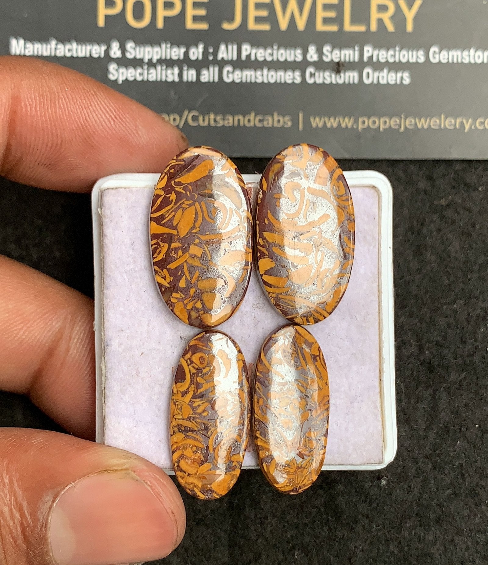 Natural Mariam Jasper Gemstone Smooth Oval Shape Cabochon High Quality Loose Gemstones For Jewelry Making 22-24 MM Size 2 Pair V3264