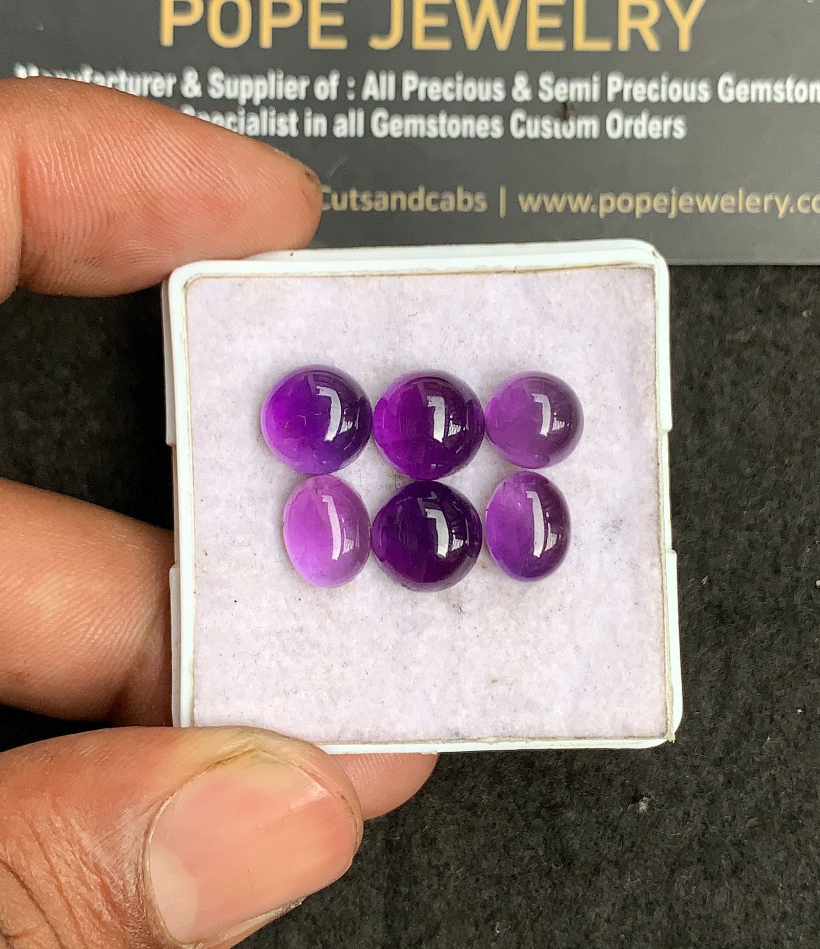 Natural Amethyst Gemstone Smooth Mix Shape Cabochon High Quality Loose Gemstones For Jewelry Making 8-9 MM Size 6 Pc V3265