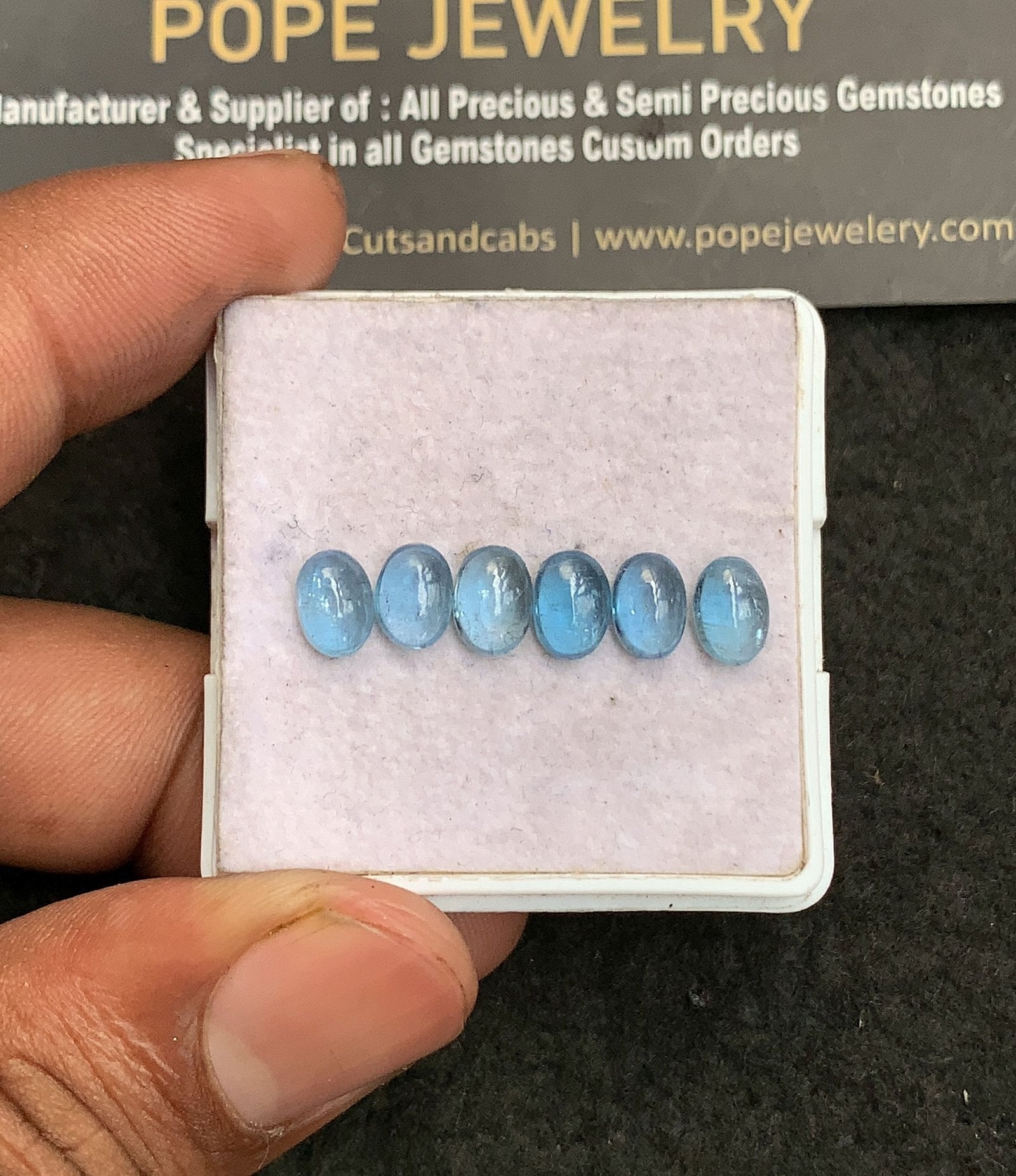Natural Aqua Kyanite Gemstone Smooth Oval Shape Cabochon High Quality Loose Gemstones For Jewelry Making 7x5 MM Size 6 Pcs V3277