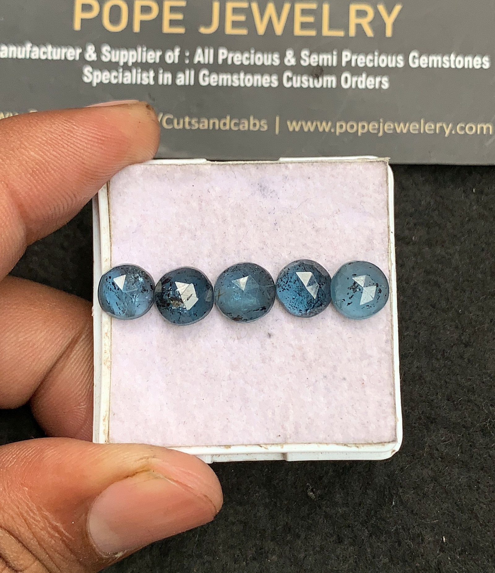 Natural Teal Green Kyanite Gemstone Rose Cut Round Shape Cabochon High Quality Loose Gemstones For Jewelry Making 8 MM Size 5 Pcs V3284