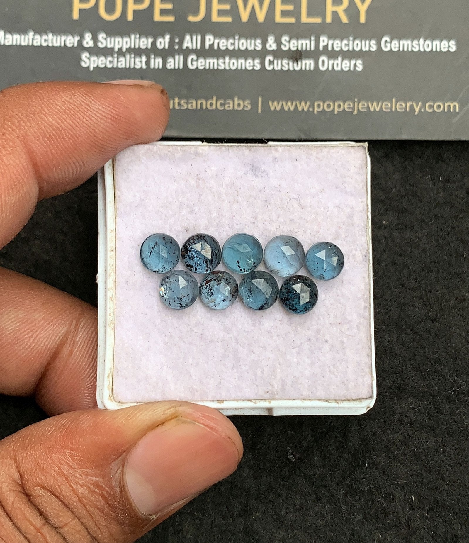 Natural Teal Green Kyanite Gemstone Rose Cut Round Shape Cabochon High Quality Loose Gemstones For Jewelry Making 6 MM Size 9 Pcs V3288