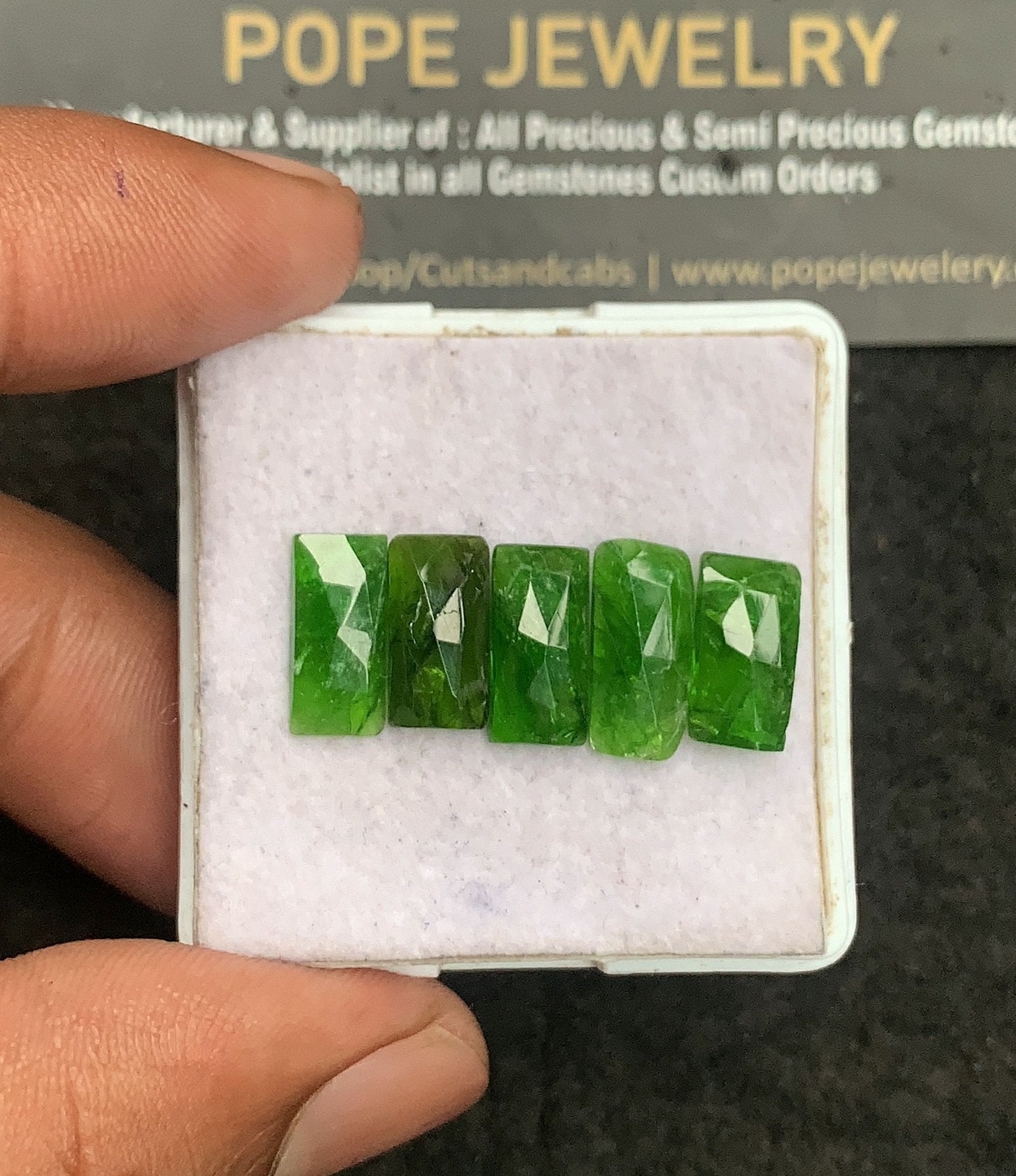 Natural Chrome Gemstone Rose Cut Rectangle Shape Cabochon High Quality Loose Gemstones For Jewelry Making 12-13 MM Size 5 Pcs V3291