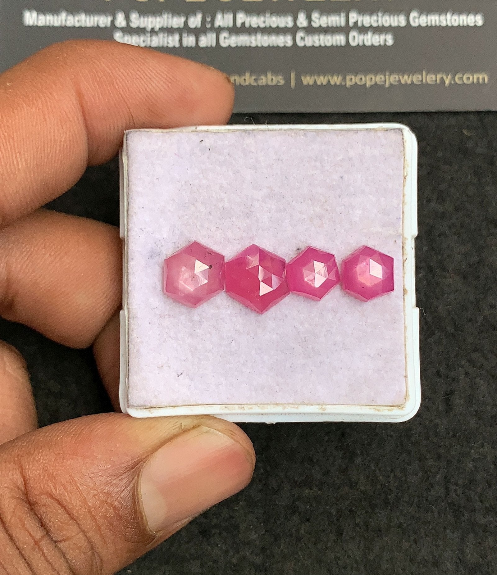 Natural Silky Sapphire Gemstone Rose Cut Hexagon Shape Cabochon High Quality Loose Gemstones For Jewelry Making 8-10 MM Size 4 Pcs V3299