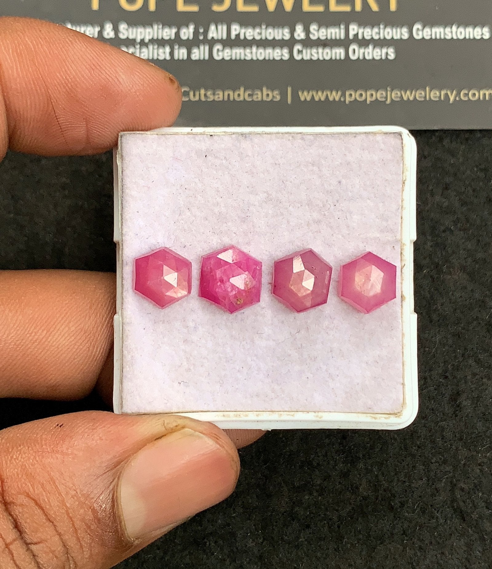 Natural Silky Sapphire Gemstone Rose Cut Hexagon Shape Cabochon High Quality Loose Gemstones For Jewelry Making 8-10 MM Size 4 Pcs V3304