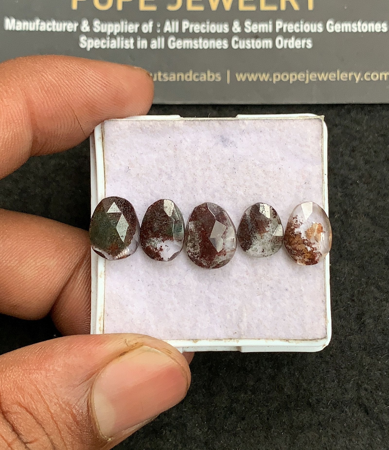 Natural Herkimer Lodolite Gemstone Rose Cut Fancy Shape Cabochon Shape High Quality Loose Gemstones For Jewelry Making 9-11 MM Size 5 Pcs V3305