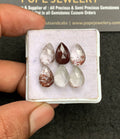 Natural Herkimer Lodolite Gemstone Rose Cut Pear Shape Cabochon Shape High Quality Loose Gemstones For Jewelry Making 12x8 MM Size 6 Pcs V3307