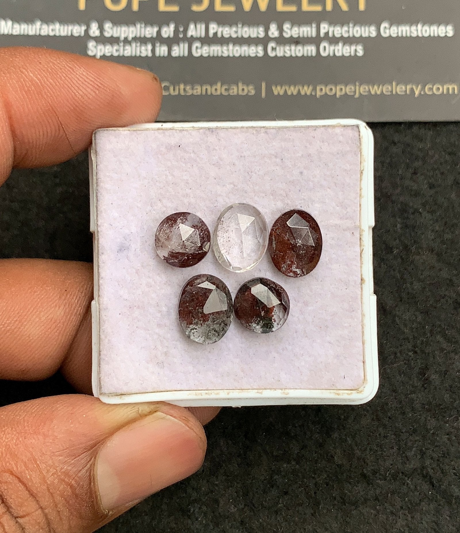 Natural Herkimer Lodolite Gemstone Rose Cut Mix Shape Cabochon Shape High Quality Loose Gemstones For Jewelry Making 8-10 MM Size 5 Pcs V3308