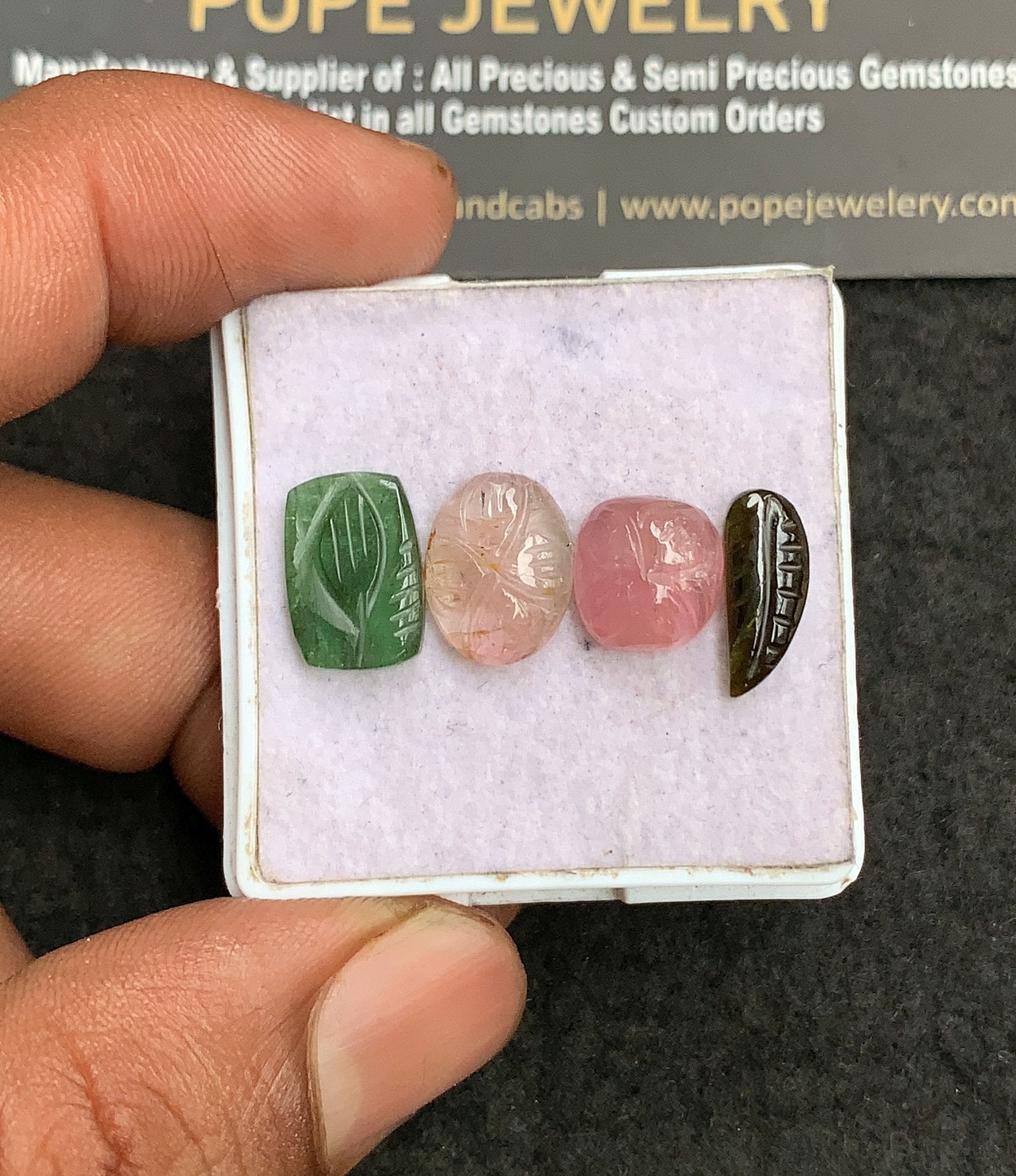 Natural Tourmaline Gemstone Hand Varved Mix Shape Cabochon Shape High Quality Loose Gemstones For Jewelry Making 10-13 MM Size 4 Pcs V3311