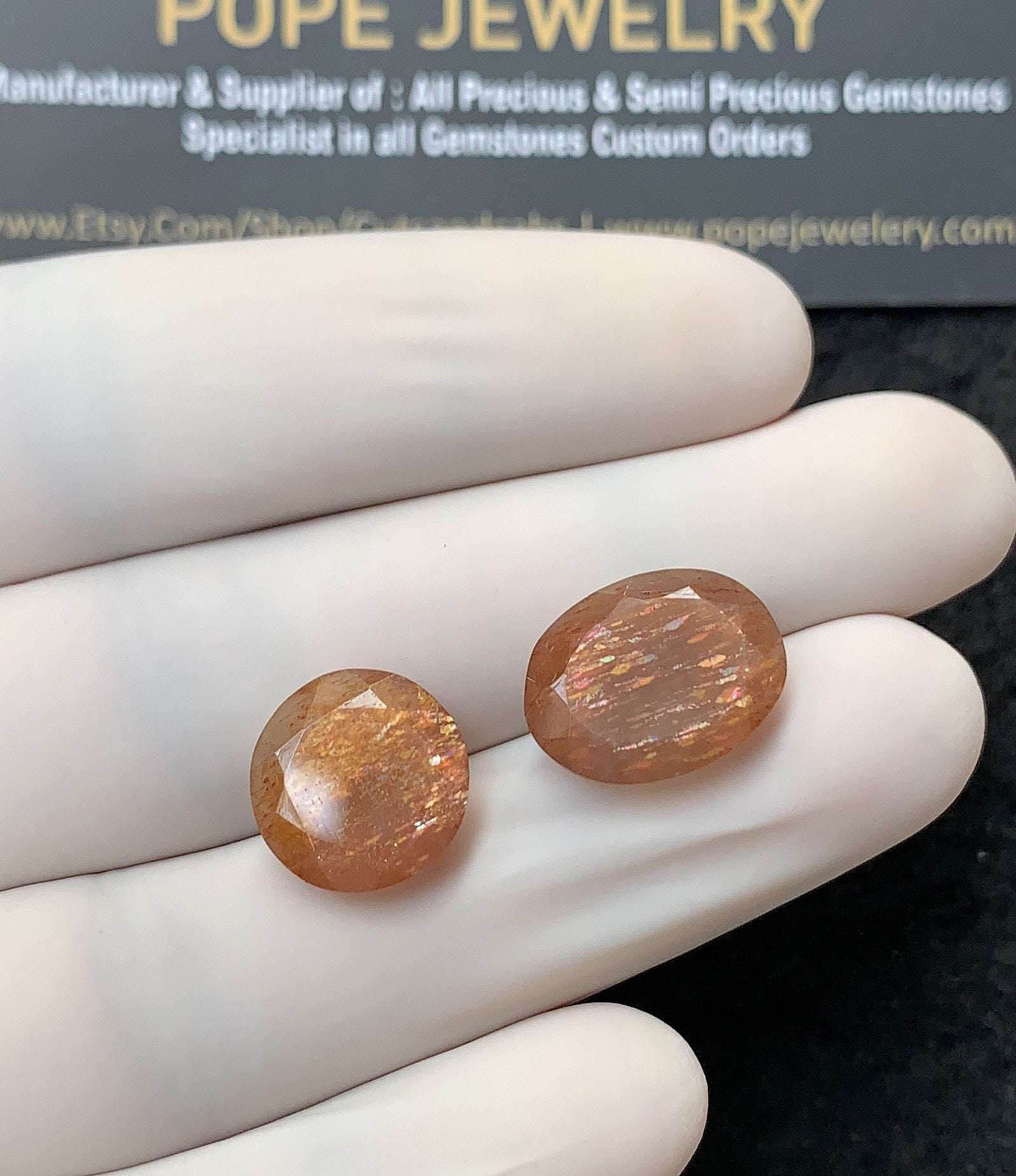 Natural Sunstone Gemstone Faceted Cut Mix Shape Shape High Quality Loose Gemstones For Jewelry Making 12-15 MM Size 2 Pcs V3314