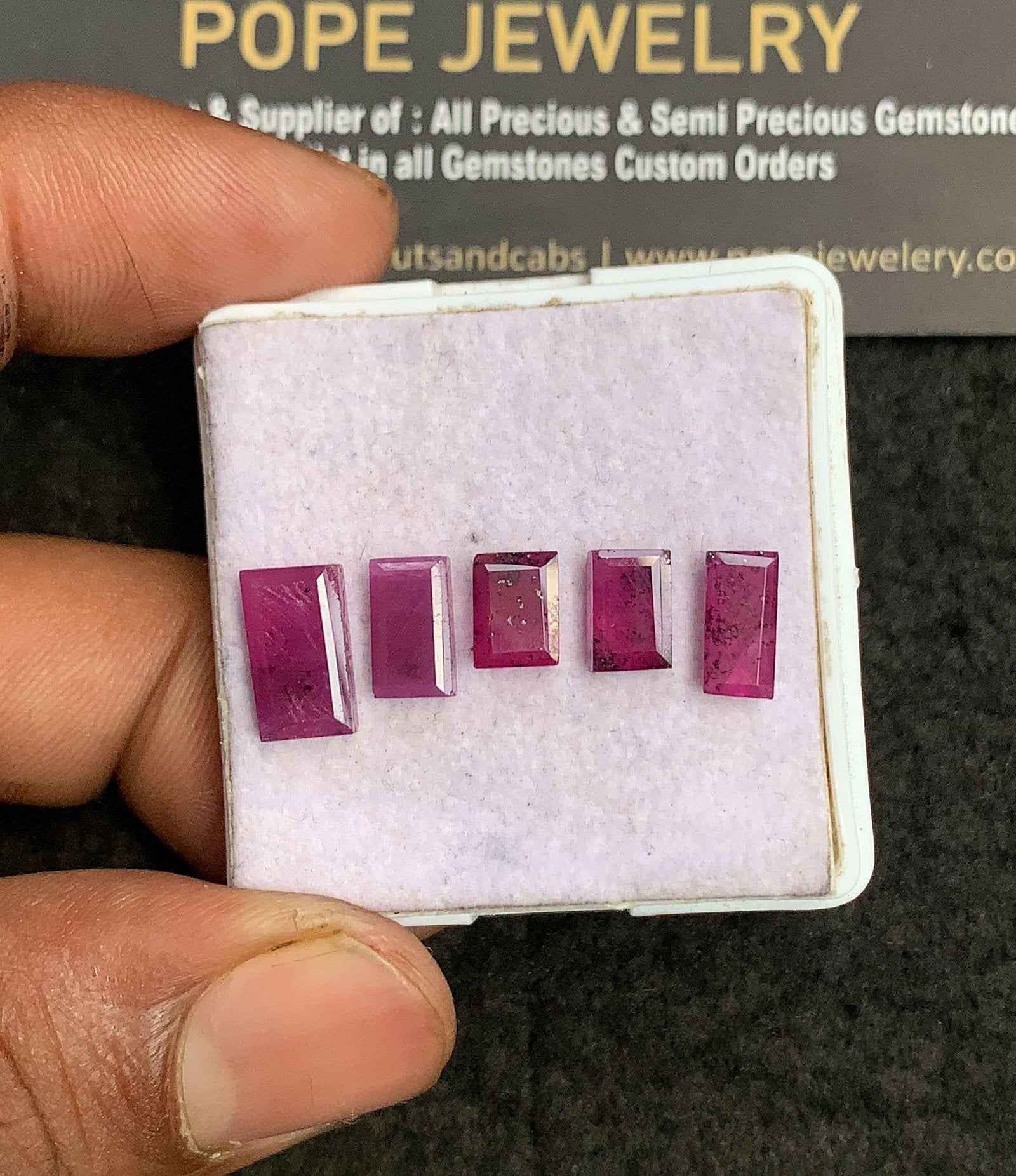 Natural Ruby Gemstone Step Cut Rectangle Shape Cabochon Shape High Quality Loose Gemstones For Jewelry Making 7-10 MM Size 5 Pcs V3326