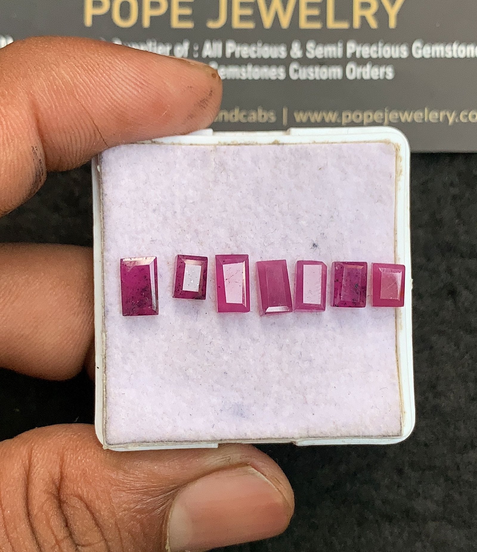Natural Ruby Gemstone Step Cut Rectangle Shape Cabochon Shape High Quality Loose Gemstones For Jewelry Making 5-7 MM Size 7 Pcs V3328