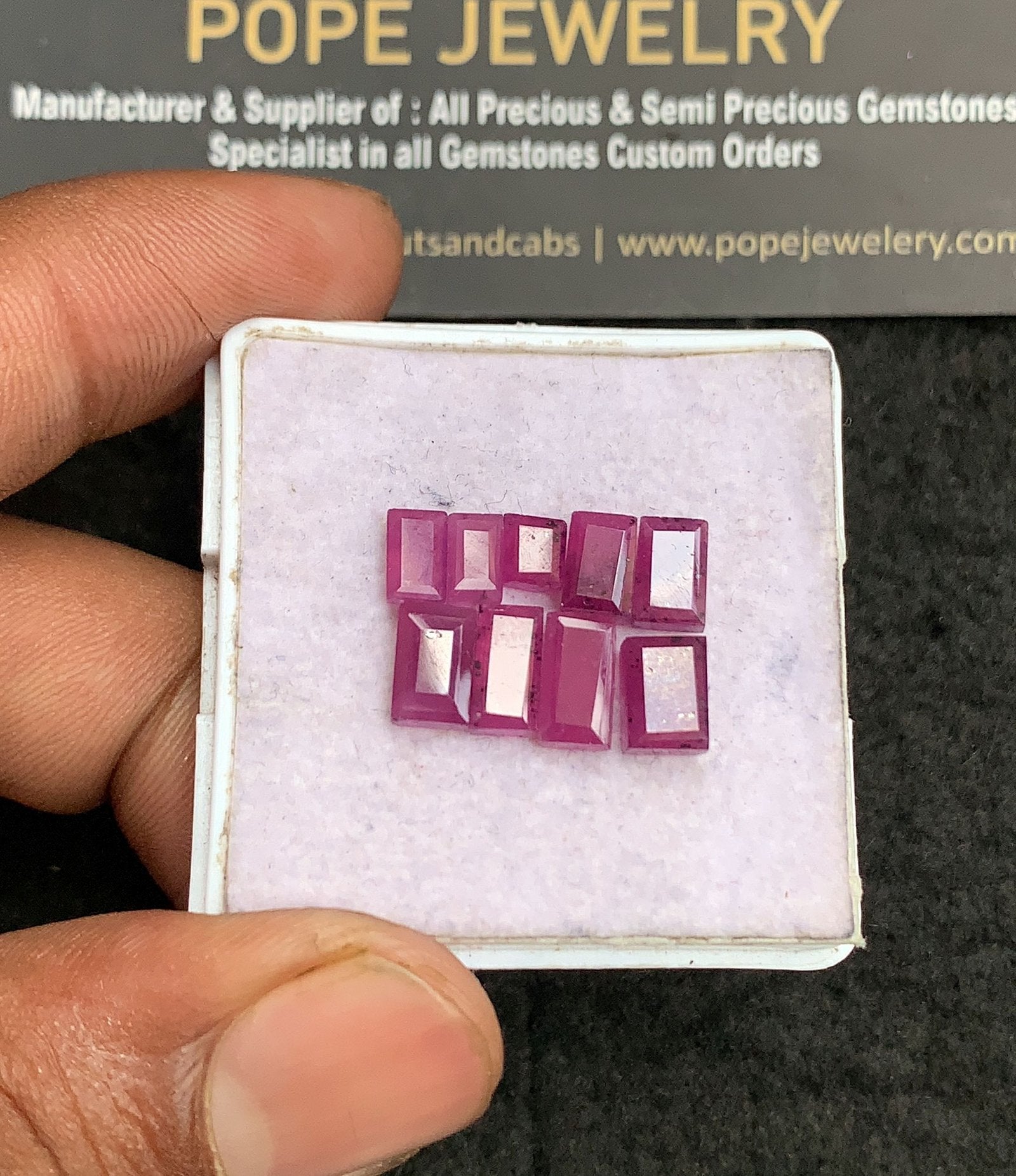 Natural Ruby Gemstone Step Cut Rectangle Shape Cabochon Shape High Quality Loose Gemstones For Jewelry Making 4-8 MM Size 9 Pcs V3329