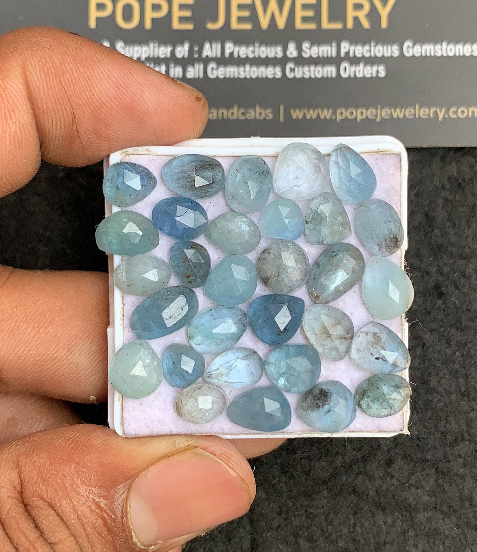 Natural Aquamarine Gemstone Rose Cut Fancy Shape Cabochon High Quality Loose Gemstones For Jewelry Making 6-10 MM Size 30 Pcs V3330