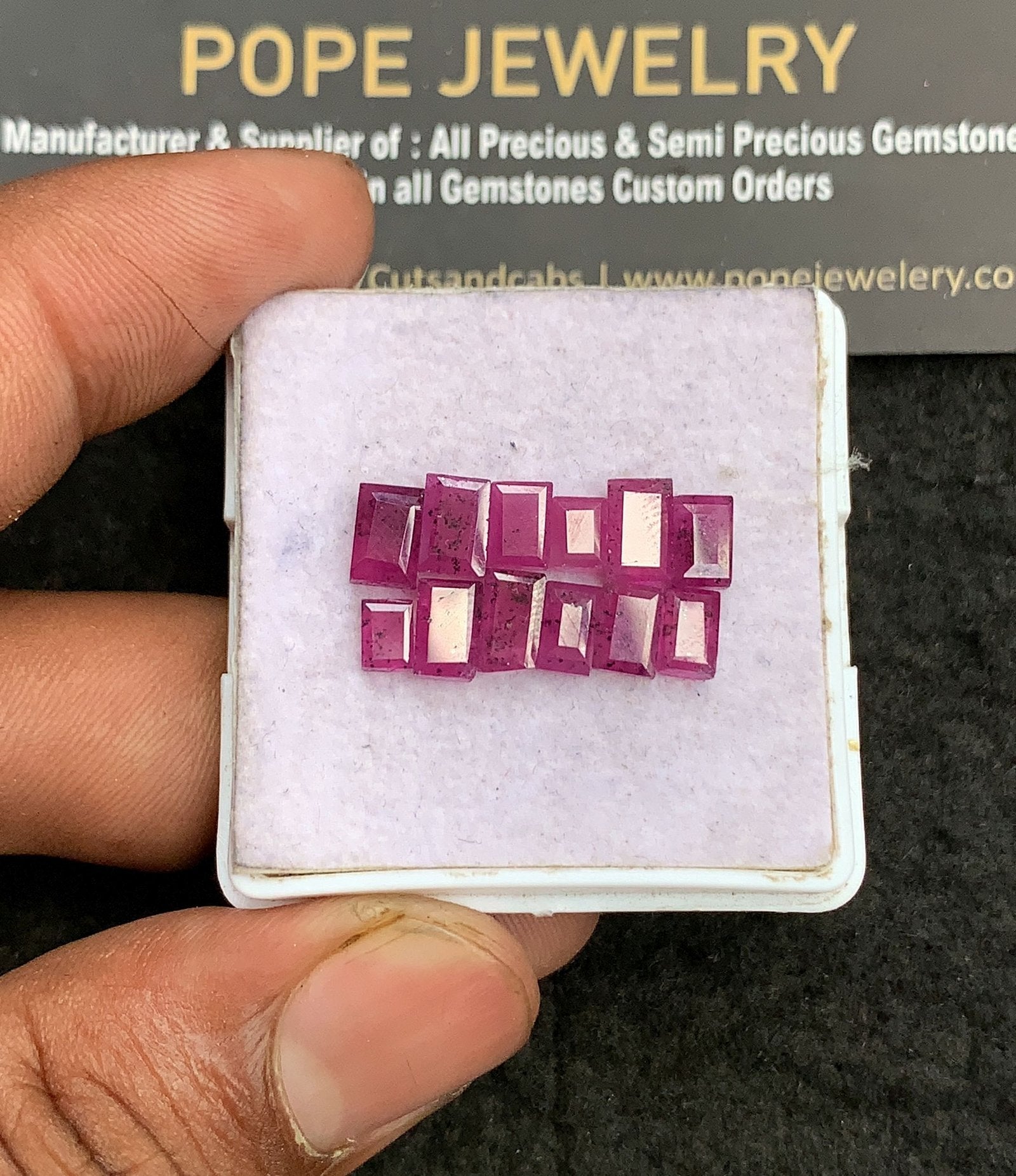 Natural Ruby Gemstone Step Cut Rectangle Shape Cabochon High Quality Loose Gemstones For Jewelry Making 5-7 MM Size 12 Pcs V3342