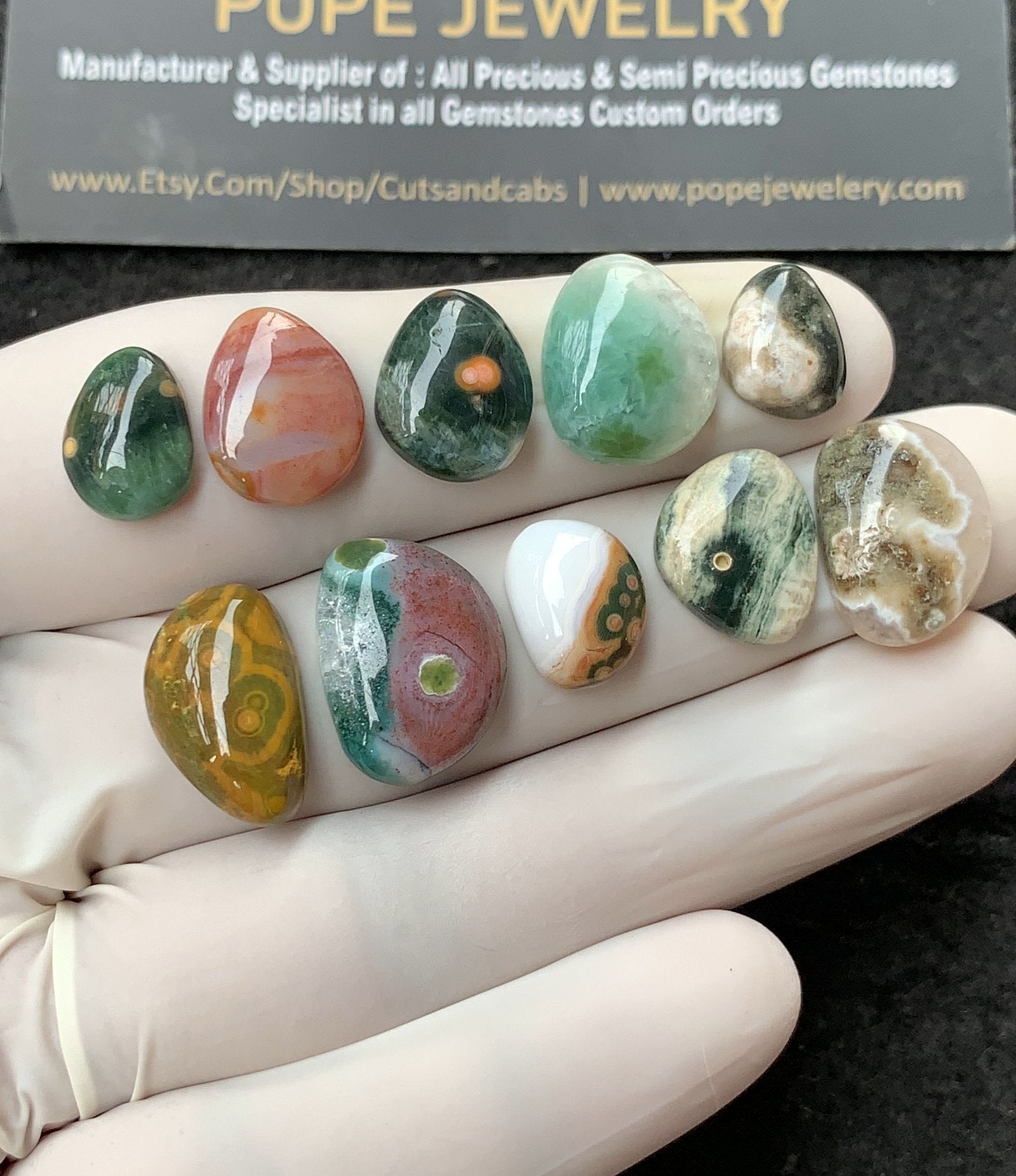 Natural Ocean Jasper Gemstone Smooth Fancy Shape Cabochon High Quality Loose Gemstones For Jewelry Making 11-17 MM Size 10 Pcs V2706