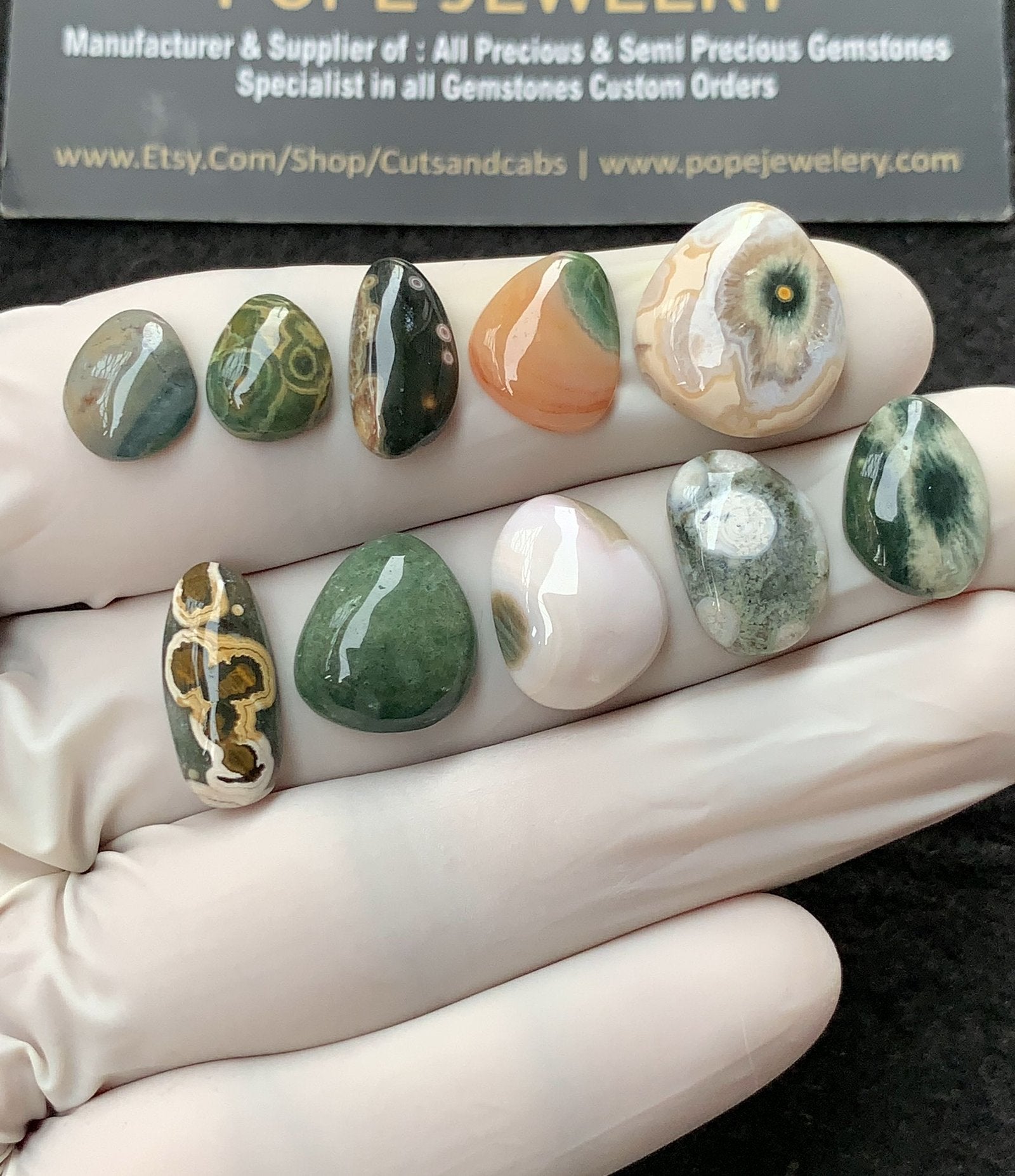 Natural Ocean Jasper Gemstone Smooth Fancy Shape Cabochon High Quality Loose Gemstones For Jewelry Making 10-17 MM Size 10 Pcs V2708
