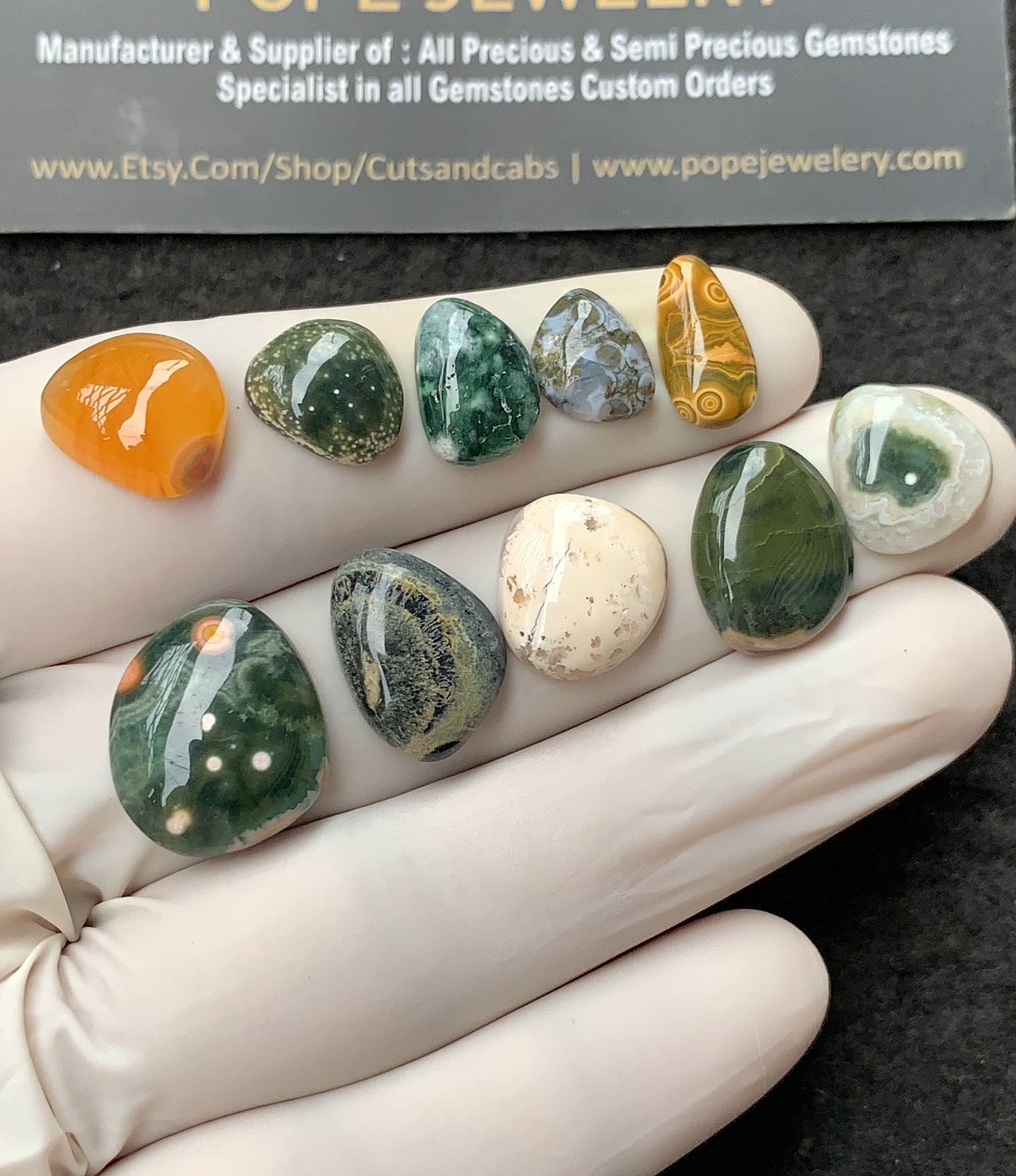 Natural Ocean Jasper Gemstone Smooth Fancy Shape Cabochon High Quality Loose Gemstones For Jewelry Making 10-17 MM Size 10 Pcs V2713