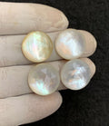 Natural Mother Of Pearl Doublet Gemstone Rose Cut Round Shape Cabochon High Quality Loose Gemstones For Jewelry Making 18 MM Size 4 Pcs V4585