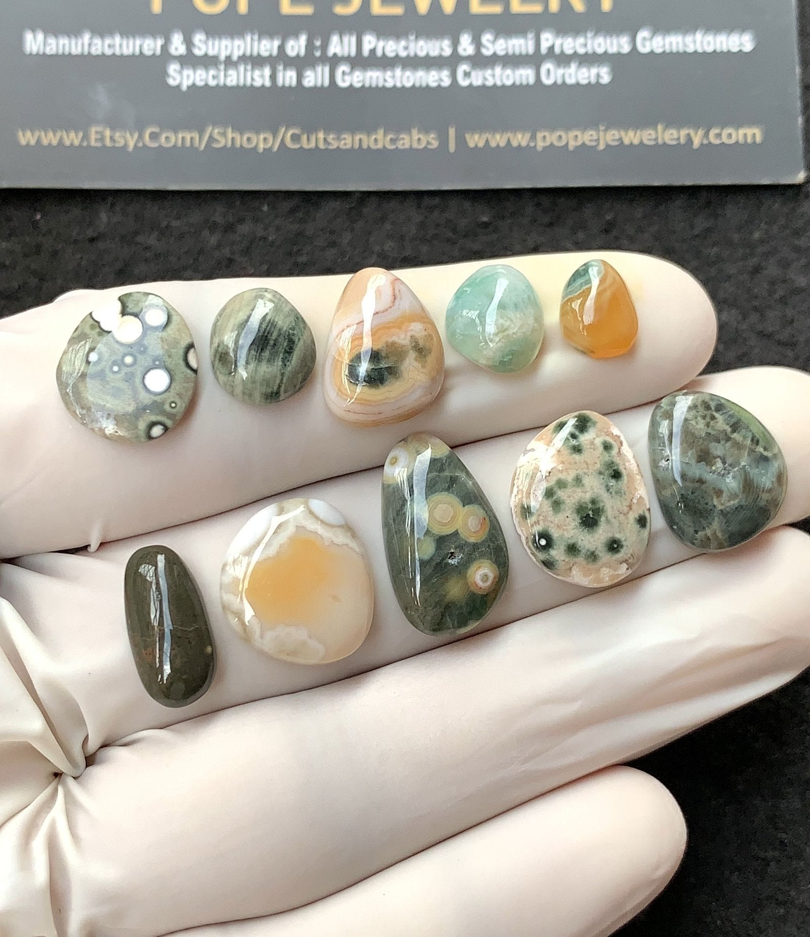 Natural Ocean Jasper Gemstone Smooth Fancy Shape Cabochon High Quality Loose Gemstones For Jewelry Making 9-18 MM Size 10 Pcs V2720