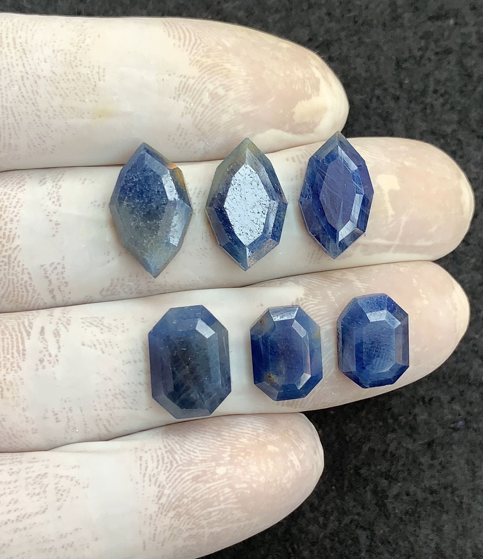 Natural Blue Sapphire Gemstone Step Cut Mix Shape Cabochon High Quality Loose Gemstones For Jewelry Making 11-17 MM Size 6 Pcs V4587