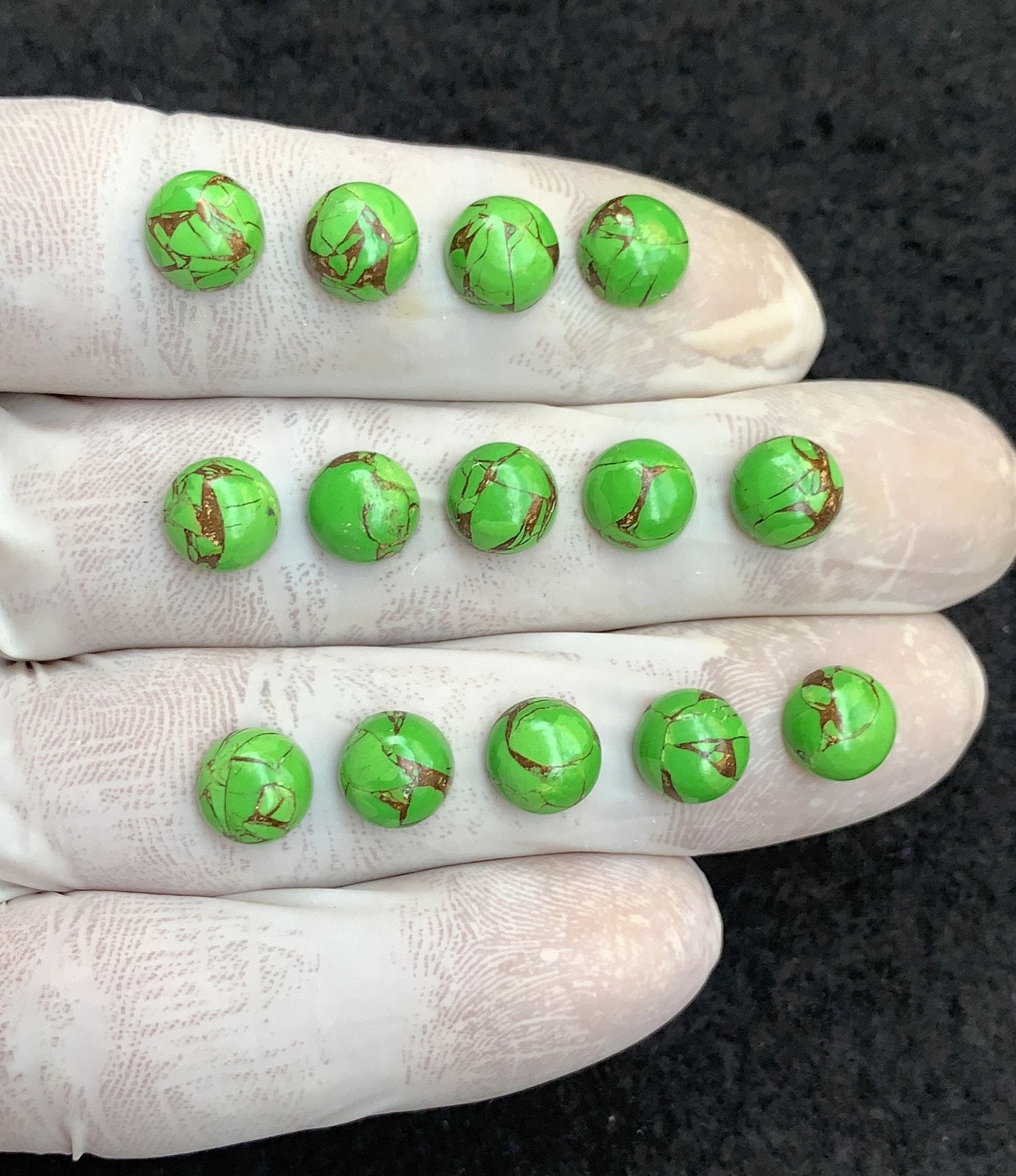 Natural Copper Turquoise Gemstone Smooth Round Shape Cabochon High Quality Loose Gemstones For Jewelry Making 8 MM Size 14 Pcs V4589